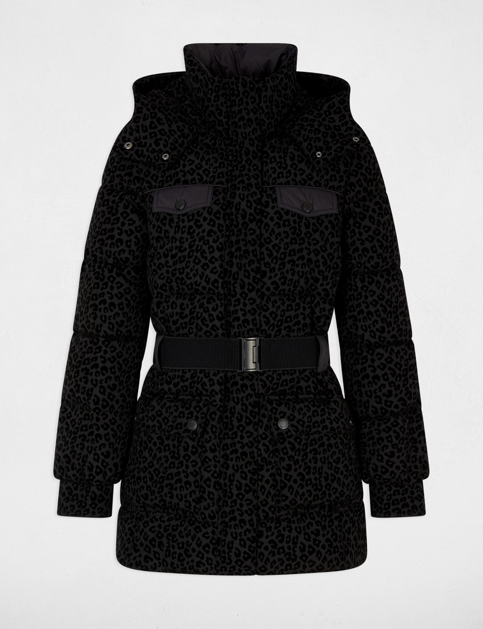 Chaqueta acolchada con cintur&oacute;n negro mujer