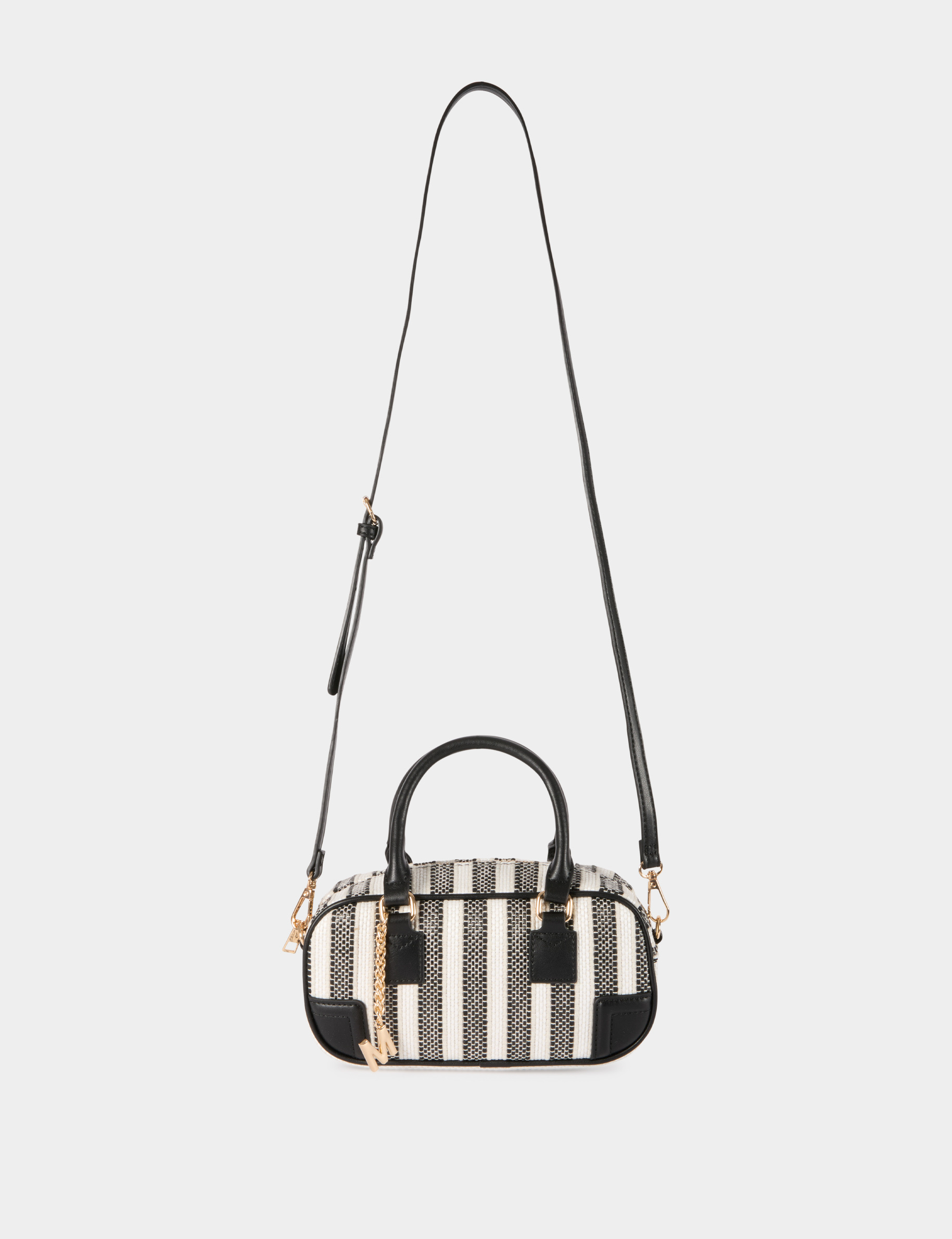 Bolso tejido a rayas marfil mujer