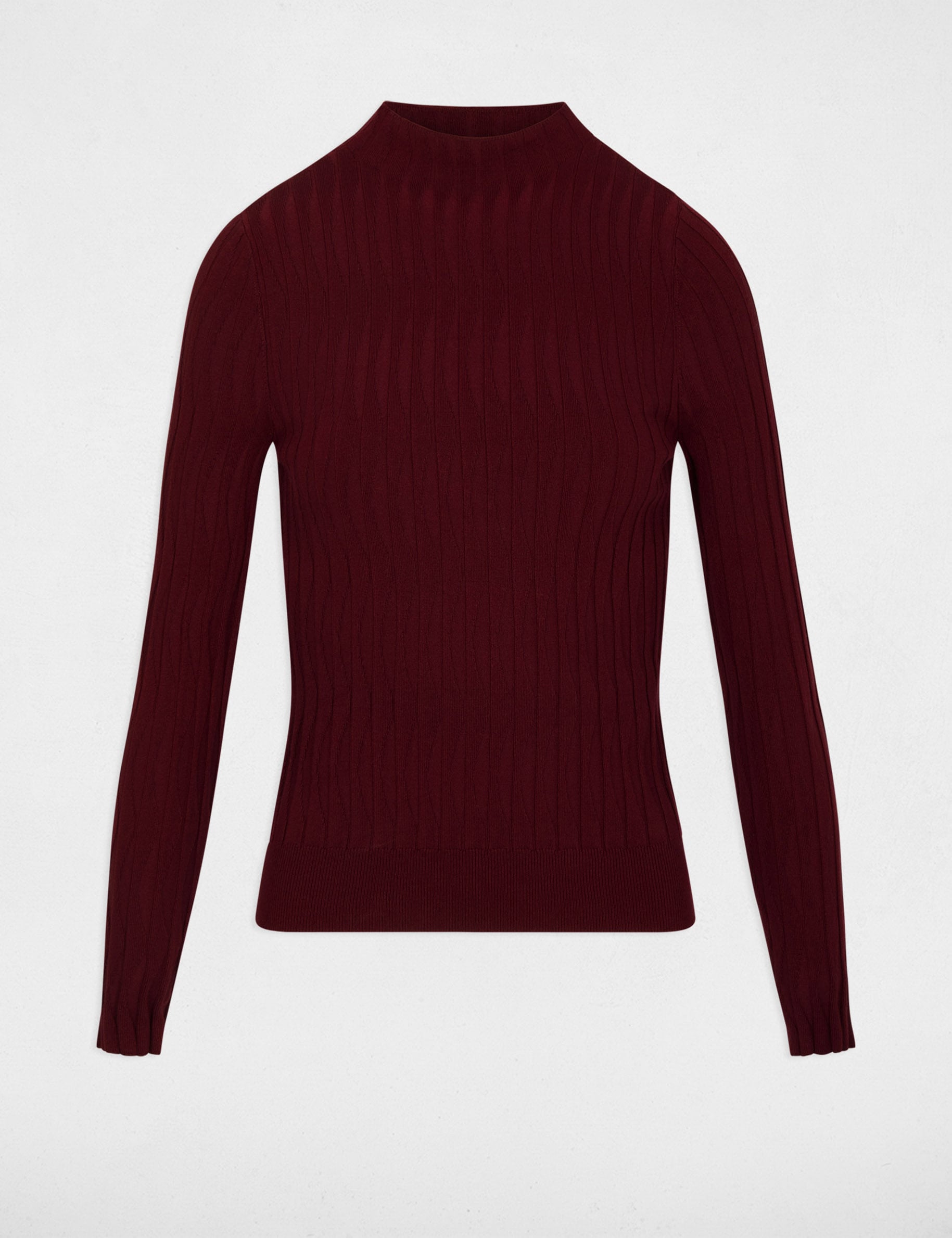Jersey con cuello alto burdeos mujer