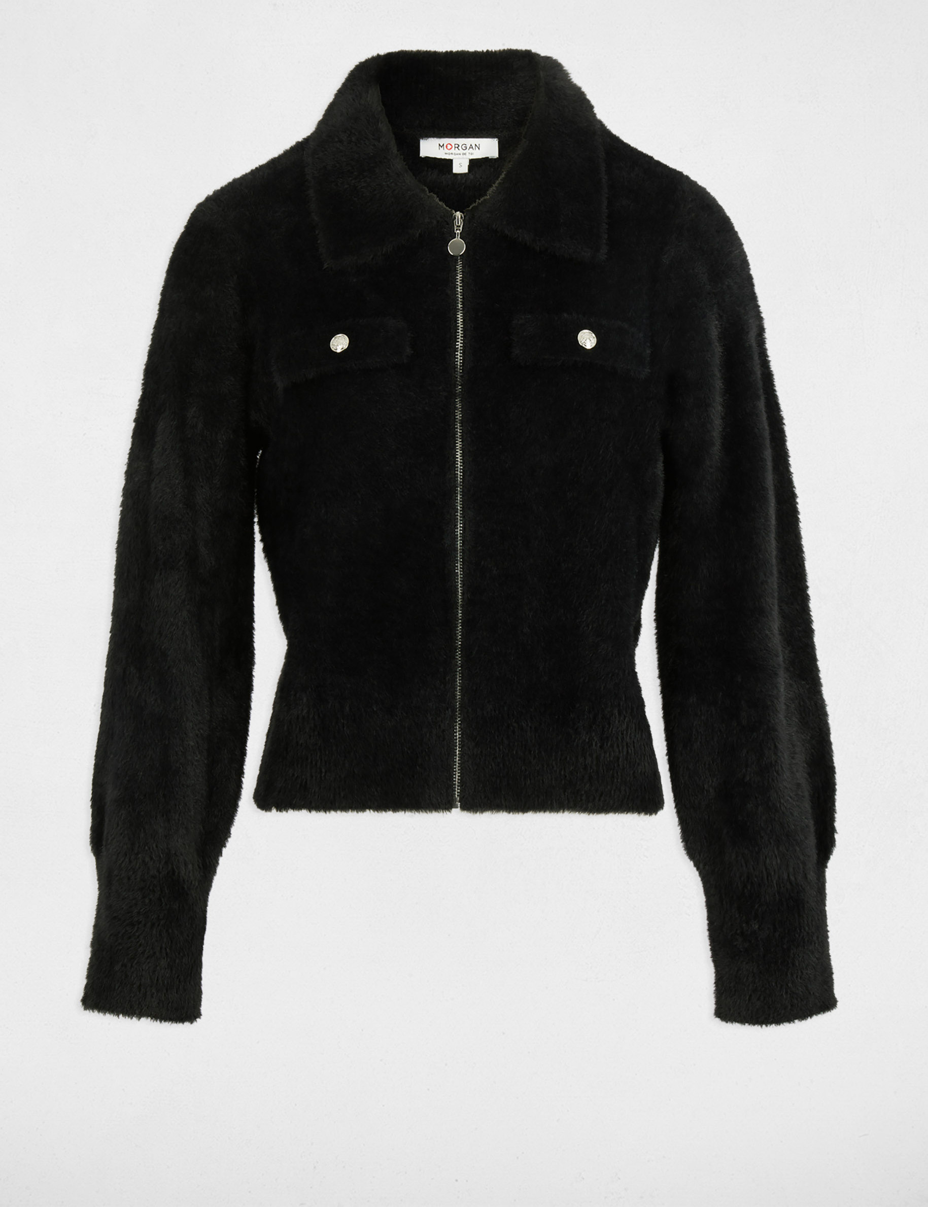 cardigan manga larga cuello de solapa negro mujer Cárdigan manga larga cuello de solapa negro mujer