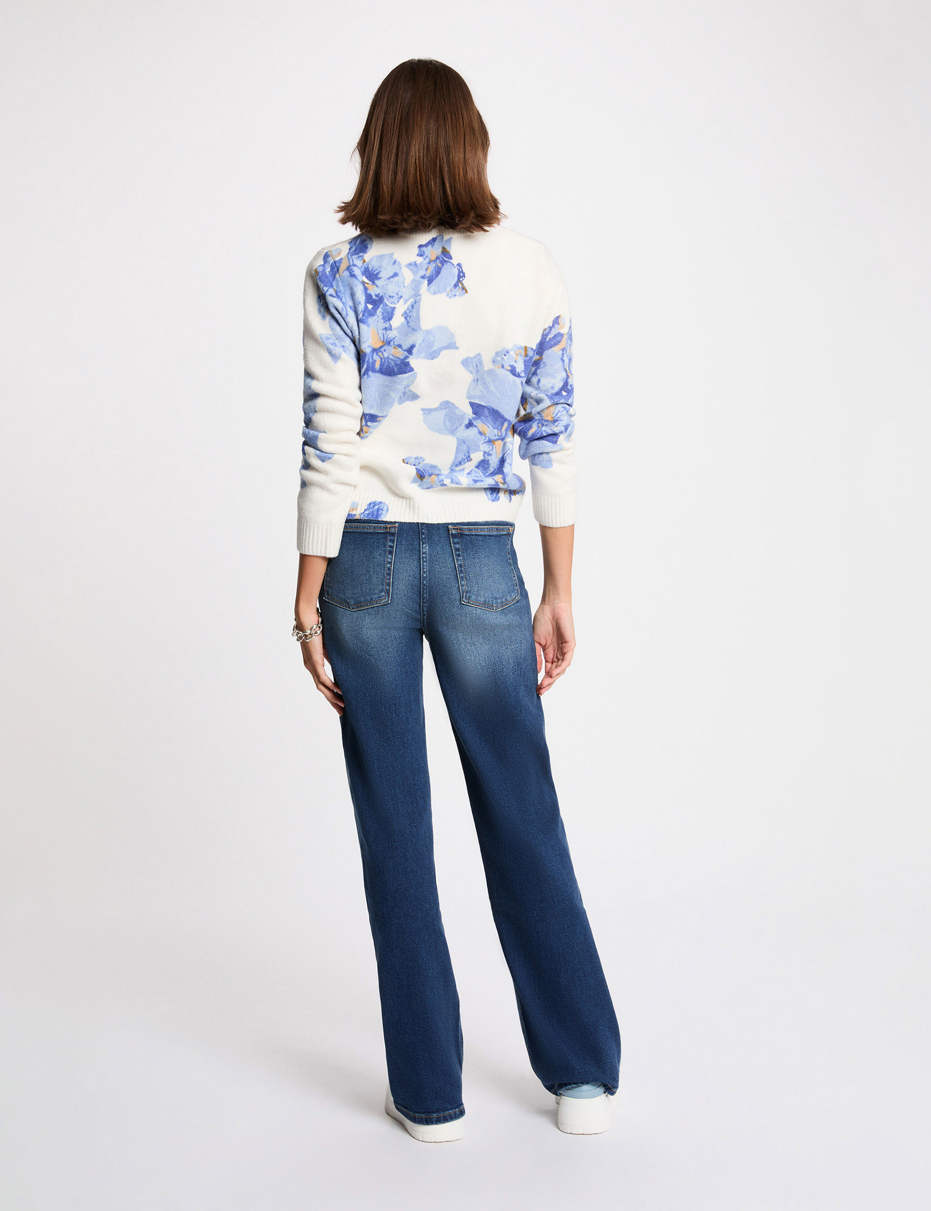 Jersey con estampado floral azul cielo mujer