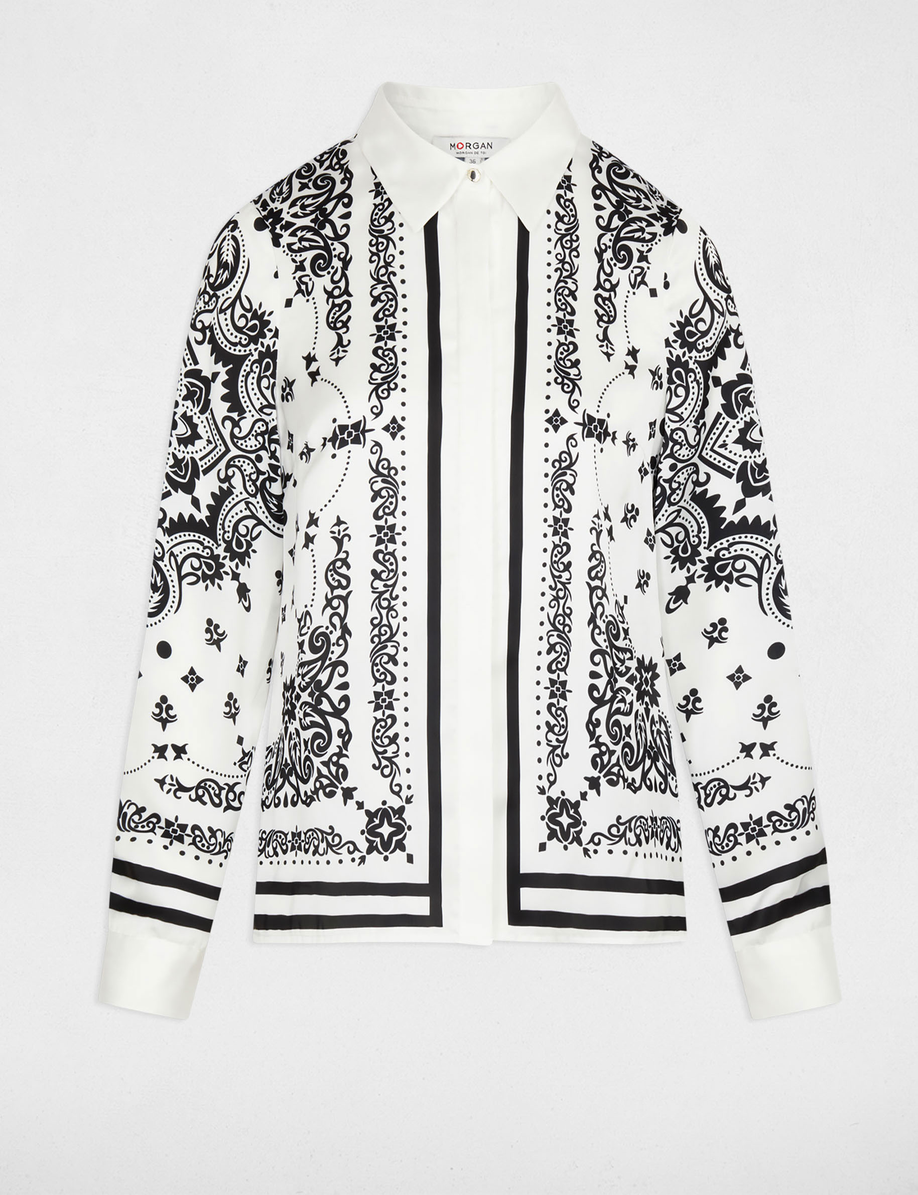 Camisa fluida estampada blanco mujer