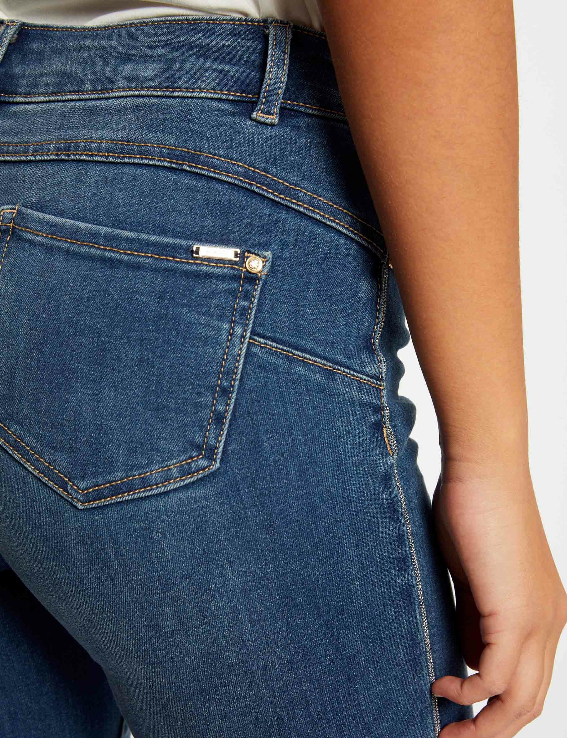 vaquero slim con ribetes metalizados vaquero stone mujer Vaquero slim con ribetes metalizados vaquero stone mujer