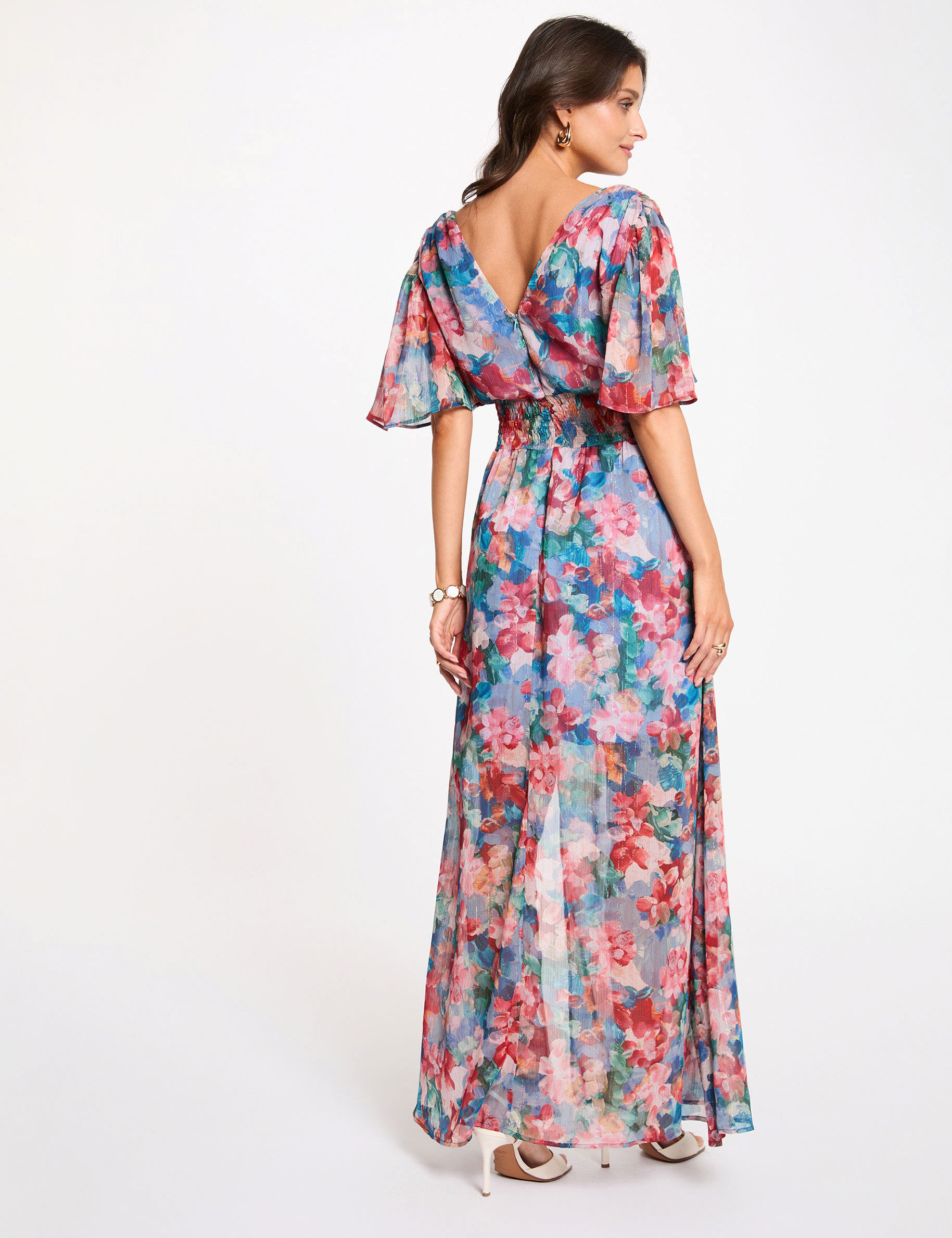 Vestido largo fluido multicolor mujer