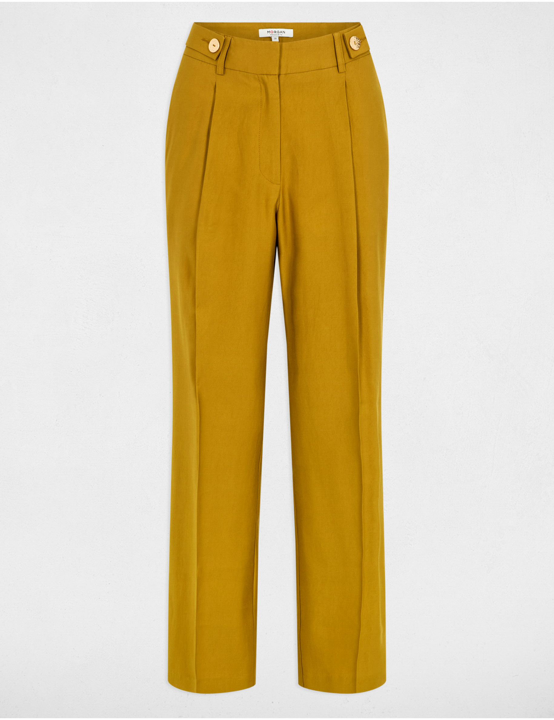 Pantalón estrecho en pernera verde caqui mujer