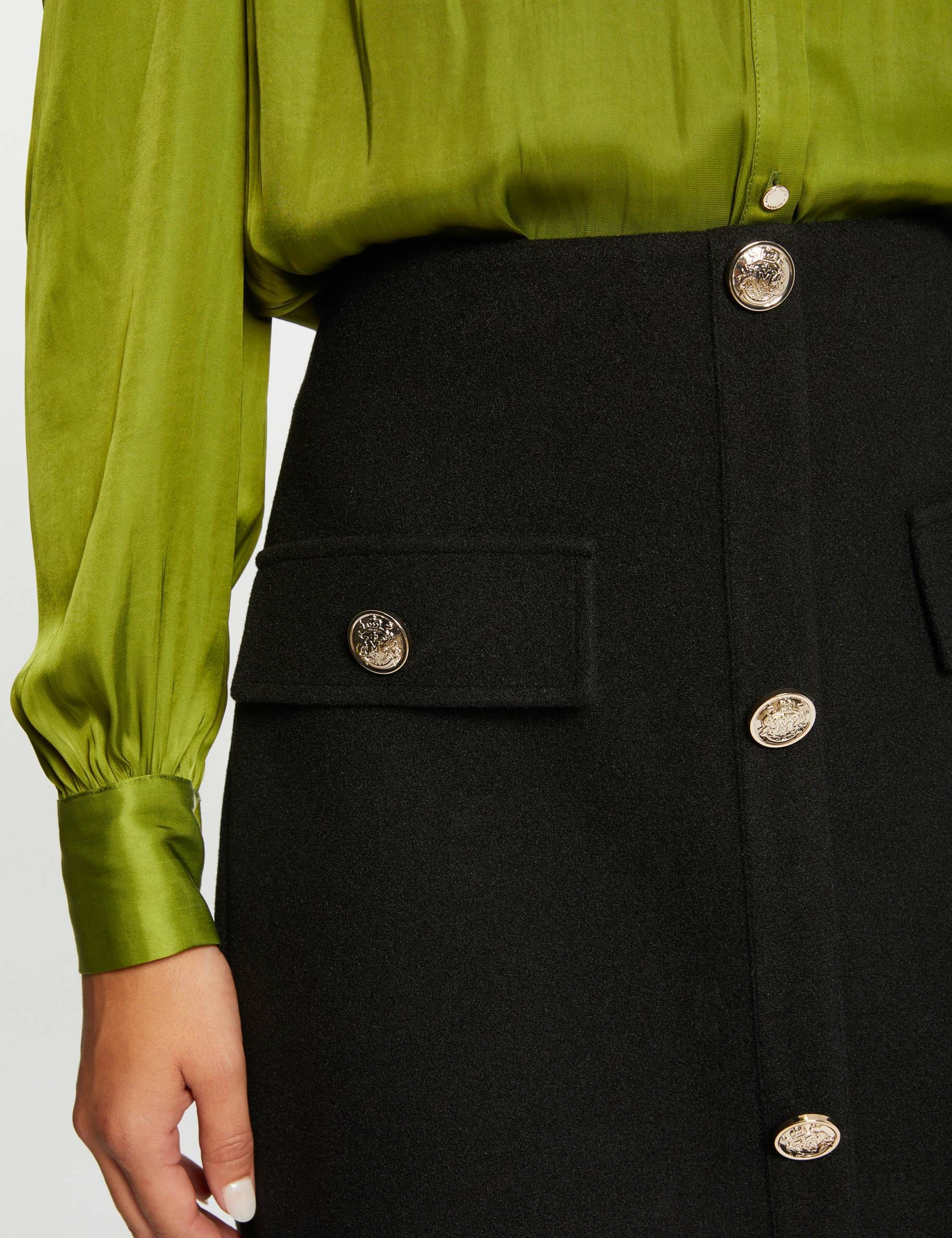 falda recta talle alto con botones negro mujer Falda recta talle alto con botones negro mujer