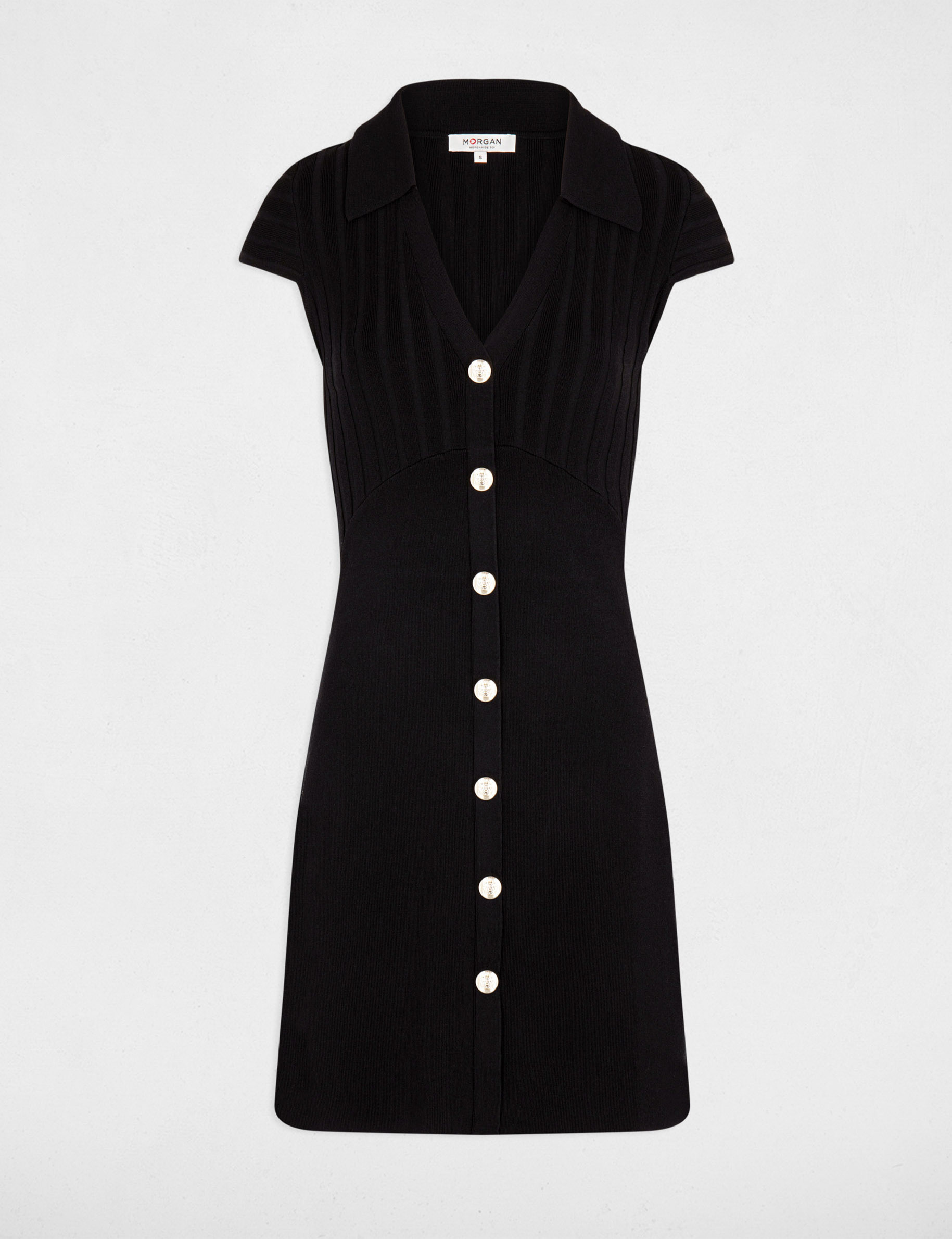 Vestido punto corto ajustado negro mujer