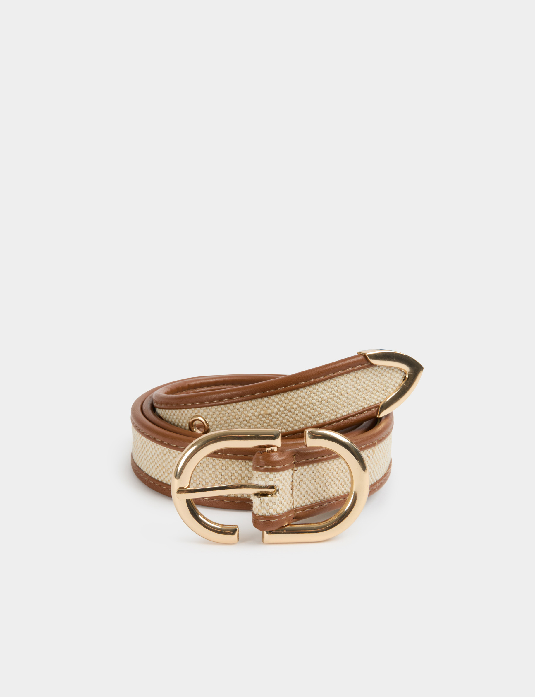 Cintur&oacute;n fino bicolor beige mujer