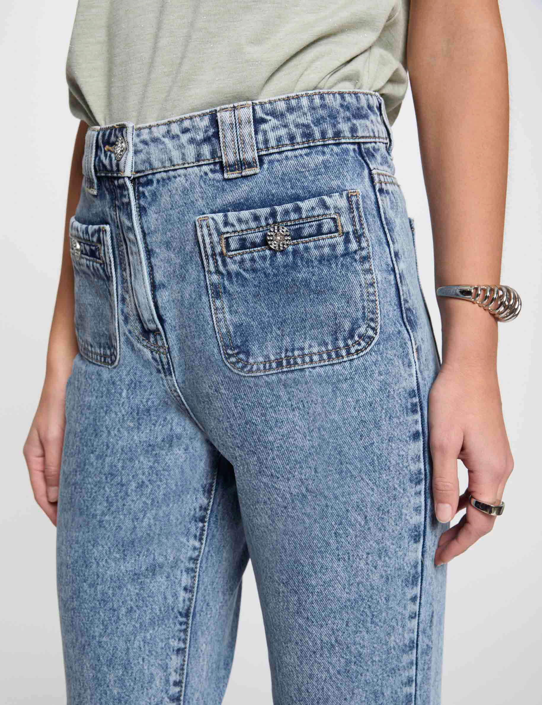 vaquero de pernera ancha denim doble stone mujer Vaquero de pernera ancha denim doble stone mujer
