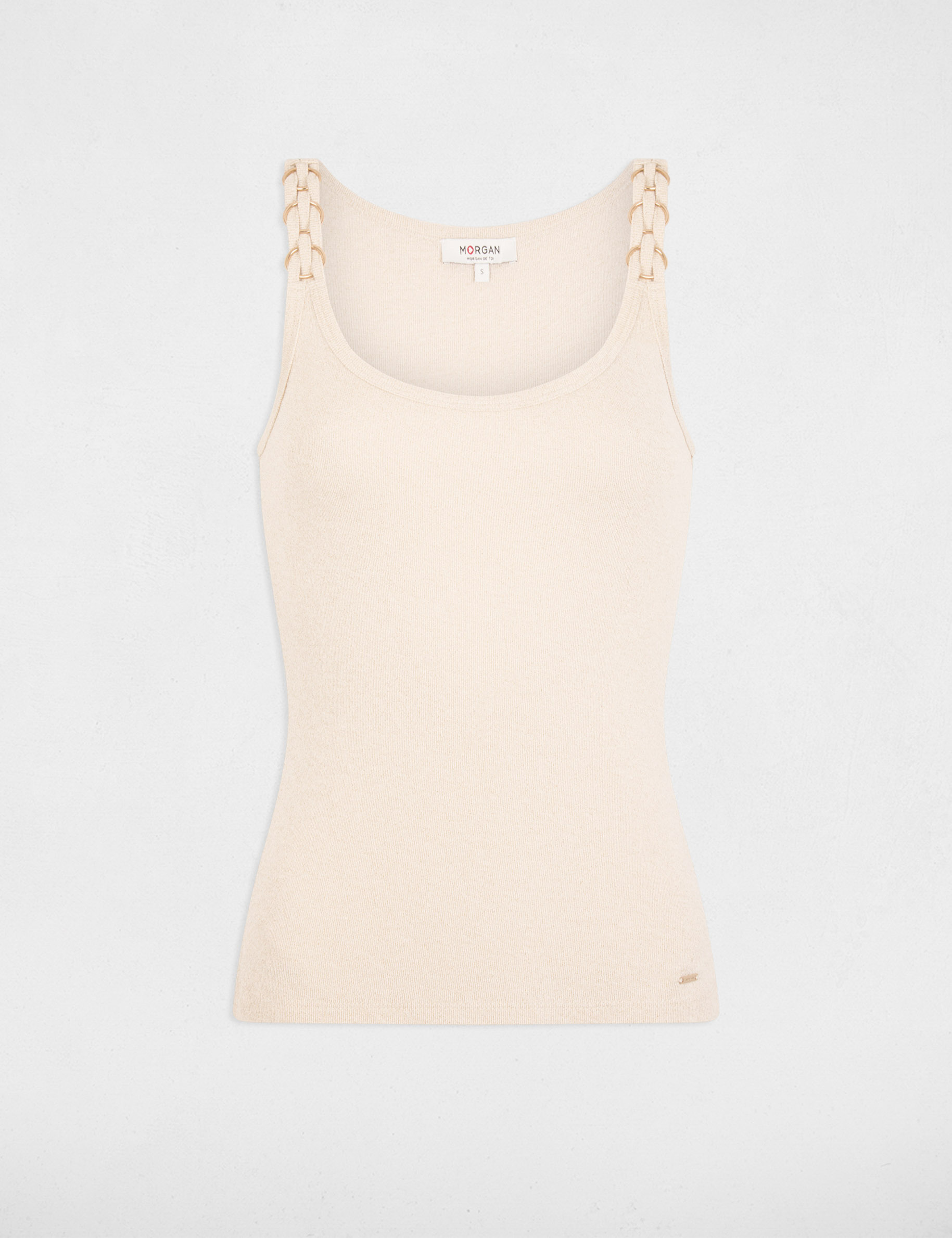 Camiseta ajustada cuello redondo blanco mujer