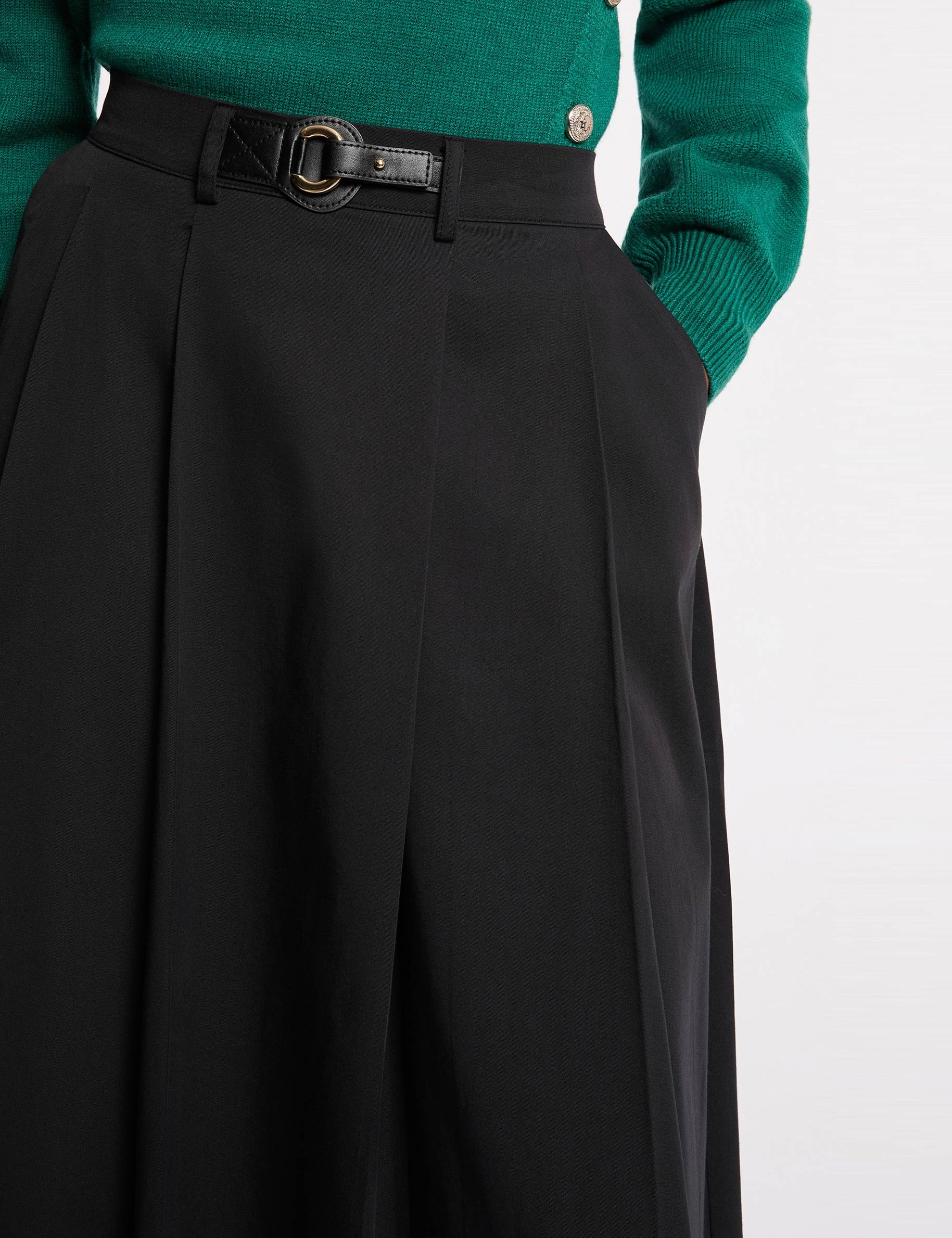 Falda evas&eacute; de talle alto negro mujer