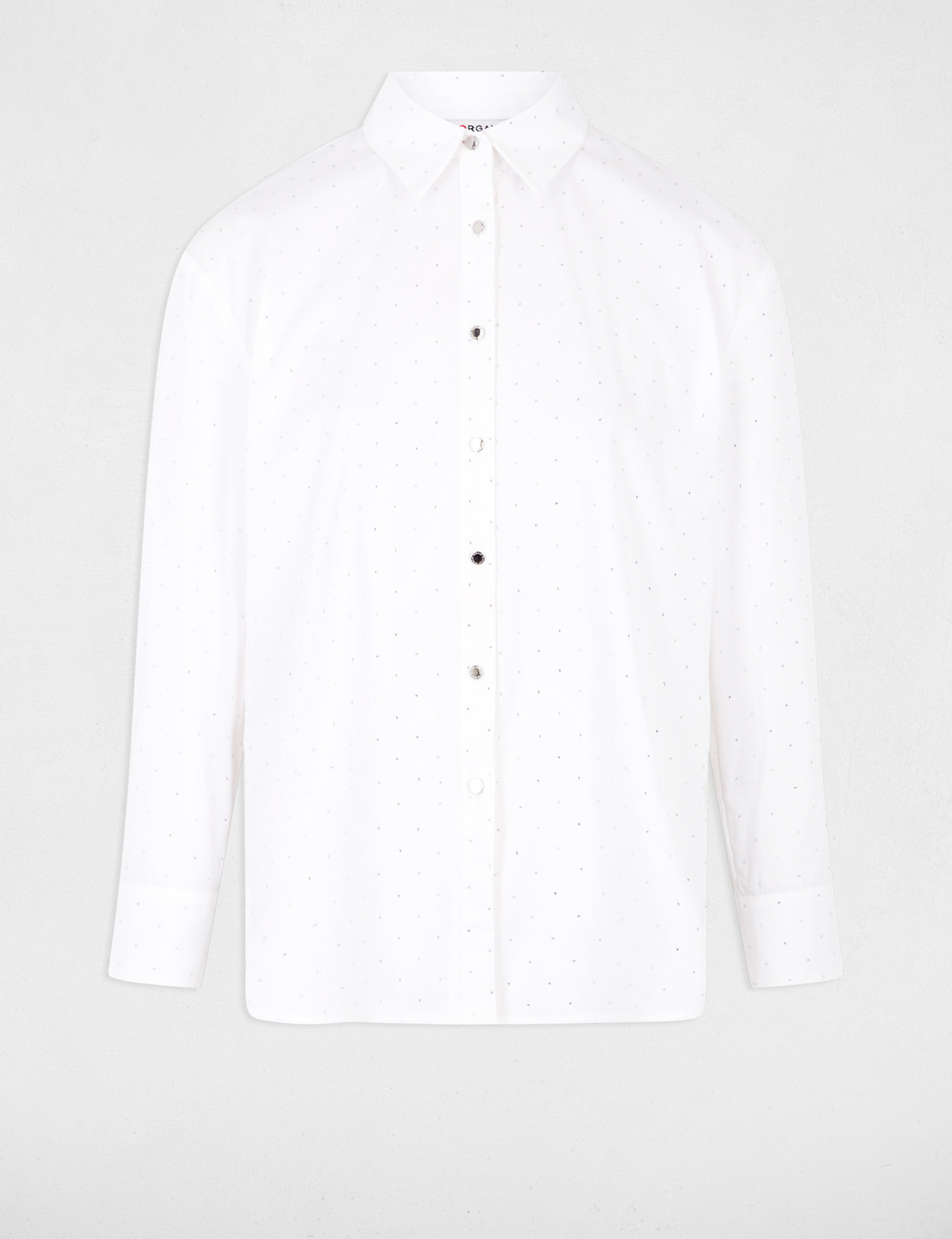 camisa manga larga strass blanco mujer Camisa manga larga strass blanco mujer