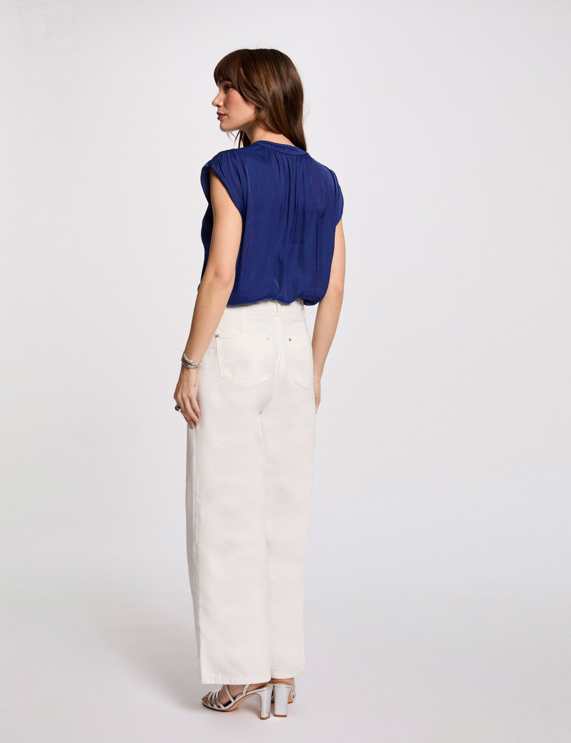 Blusa sin mangas azul eléctrico mujer