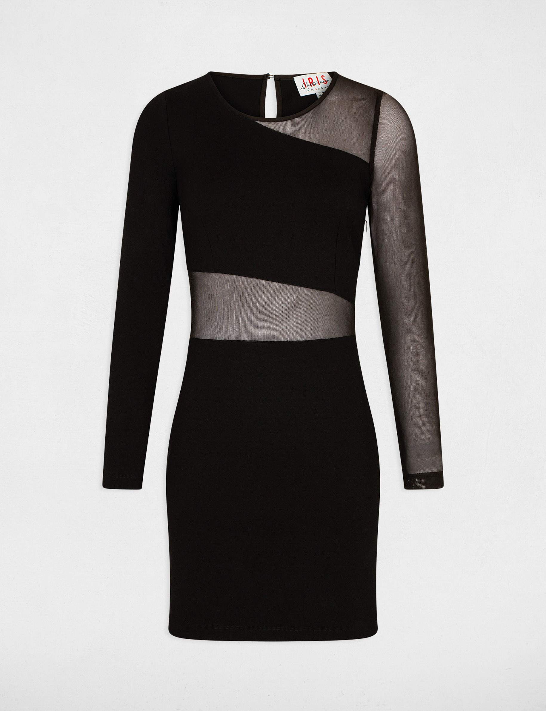Vestido ajustado detalles transparente negro mujer