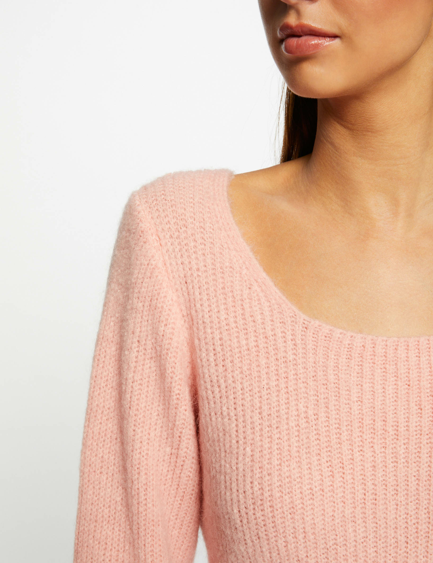 jersey manga larga con cuello redondo corail mujer Jersey manga larga con cuello redondo corail mujer