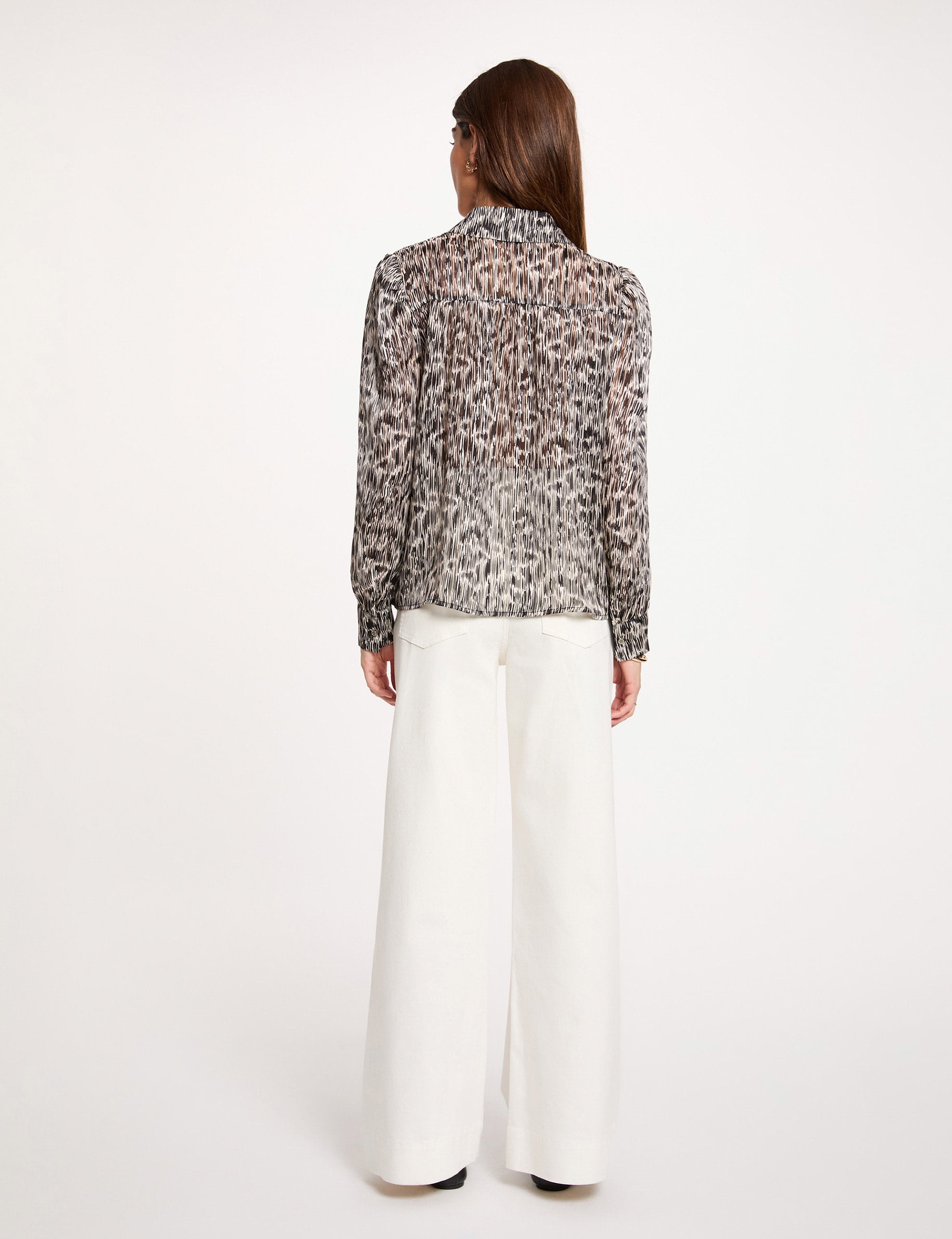 Camisa satinada con cuello abierto multicolor mujer