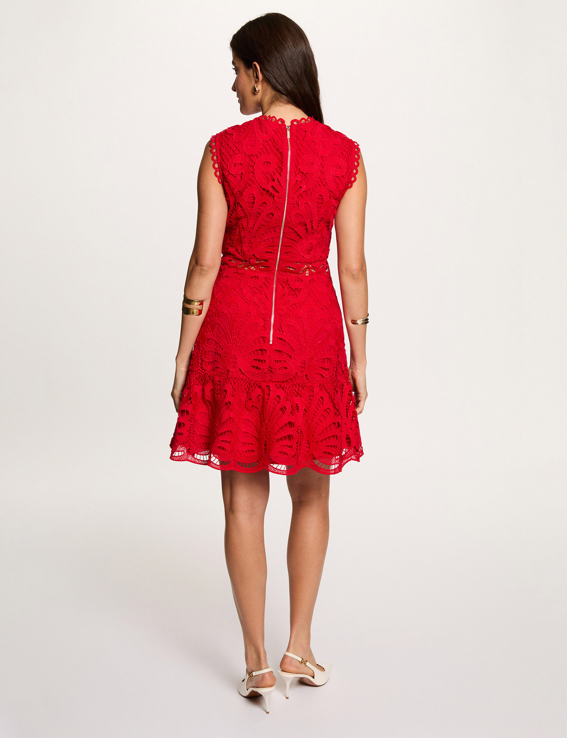 Vestido corto evas&eacute; encaje rojo mujer