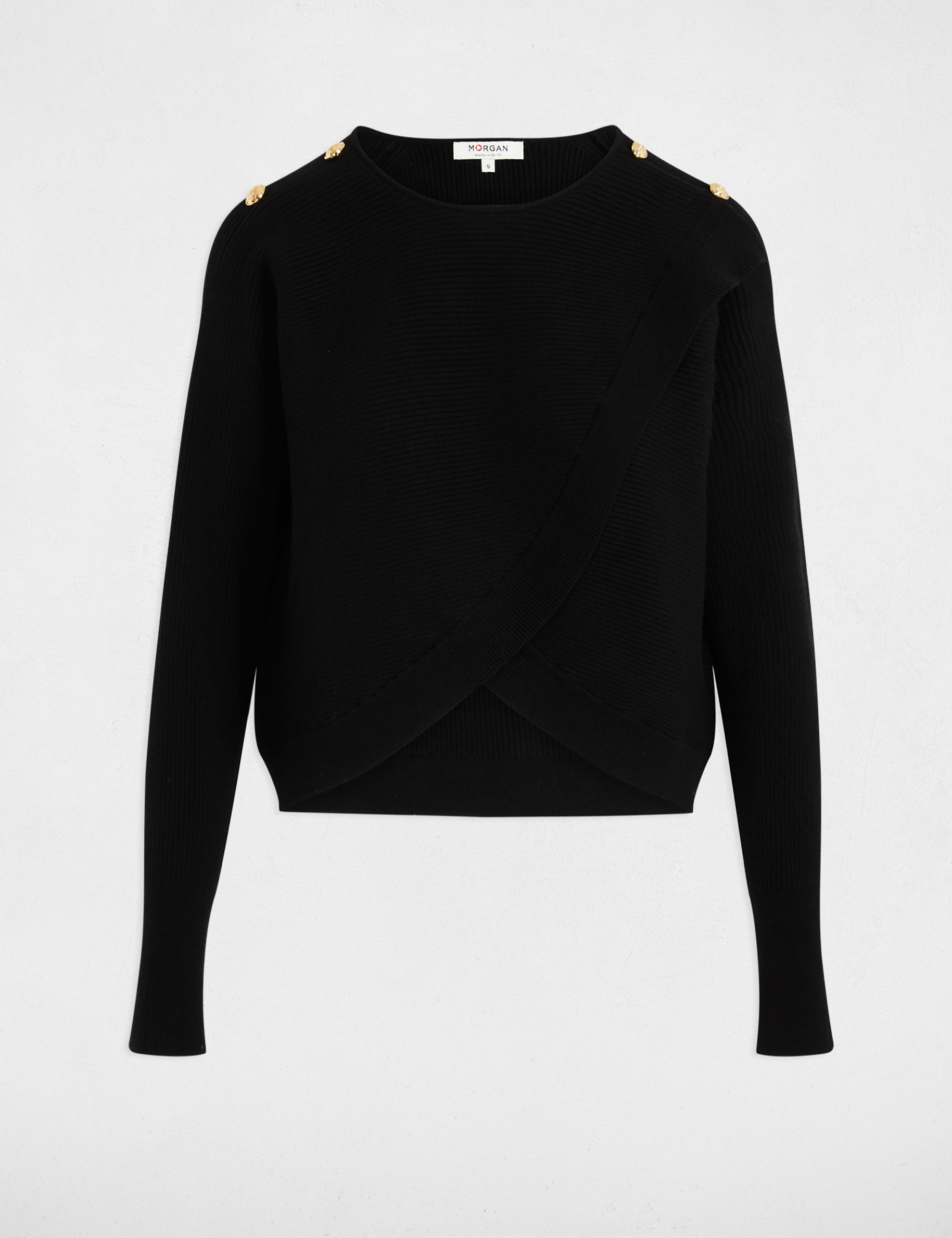 Jersey cuello redondo negro mujer