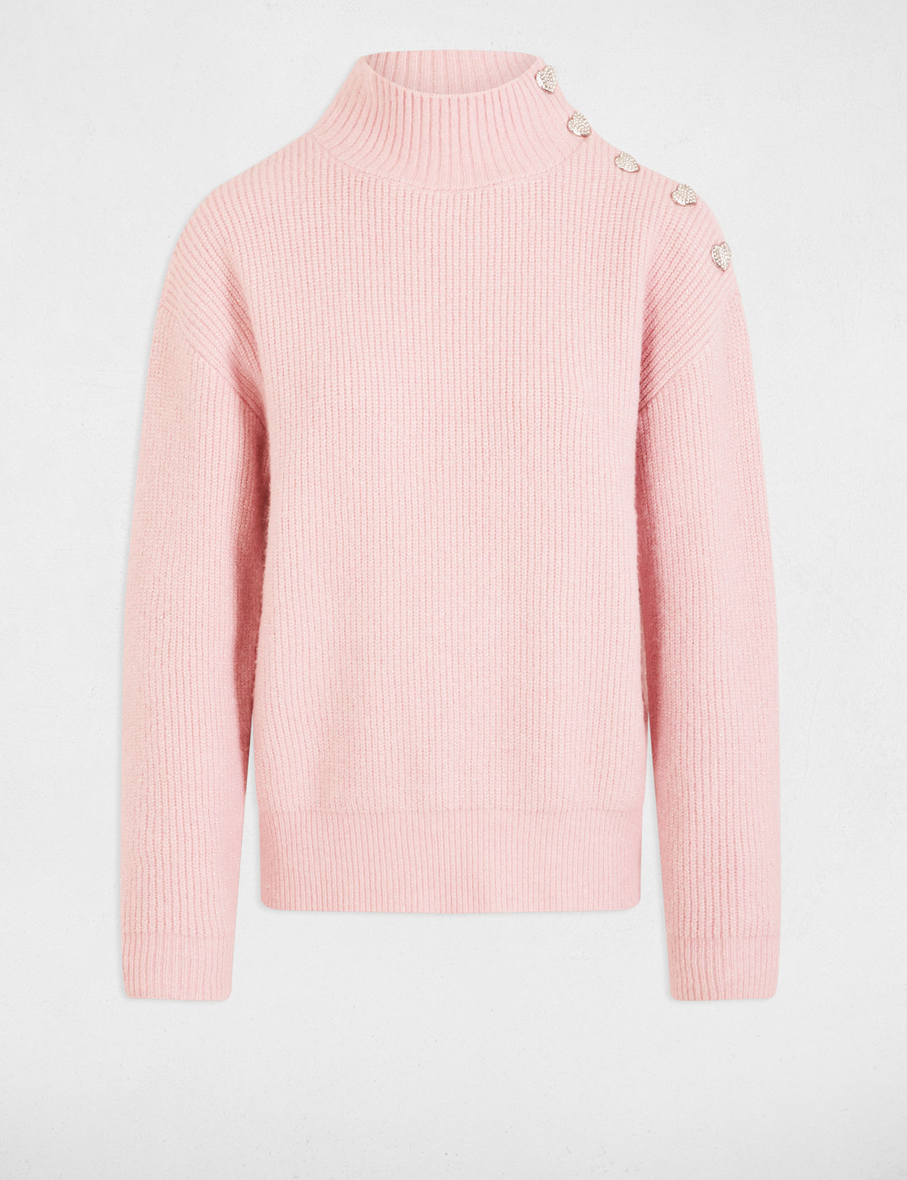 Jersey manga larga con botones rosa claro mujer