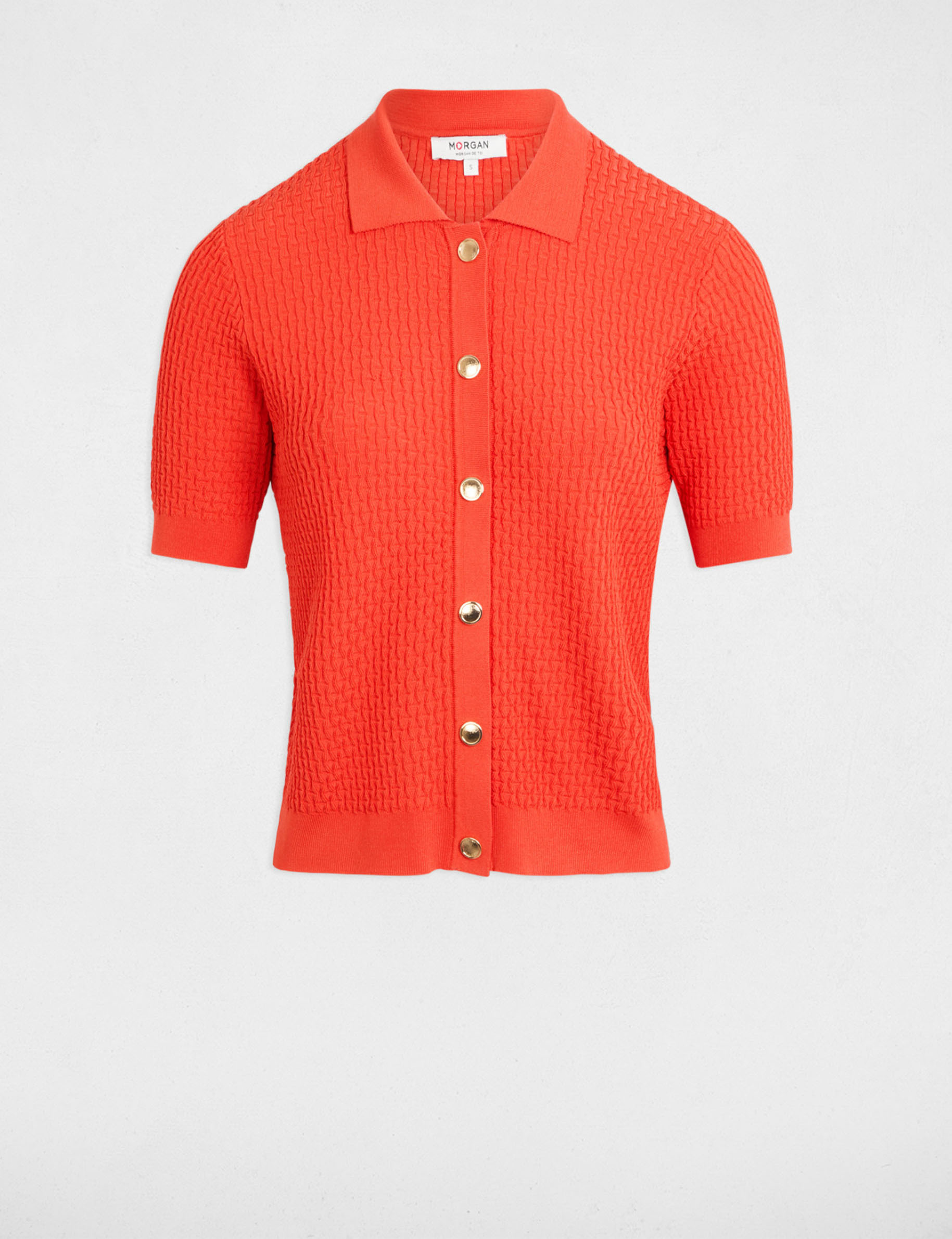 cardigan manga corta naranja oscuro mujer Cárdigan manga corta naranja oscuro mujer