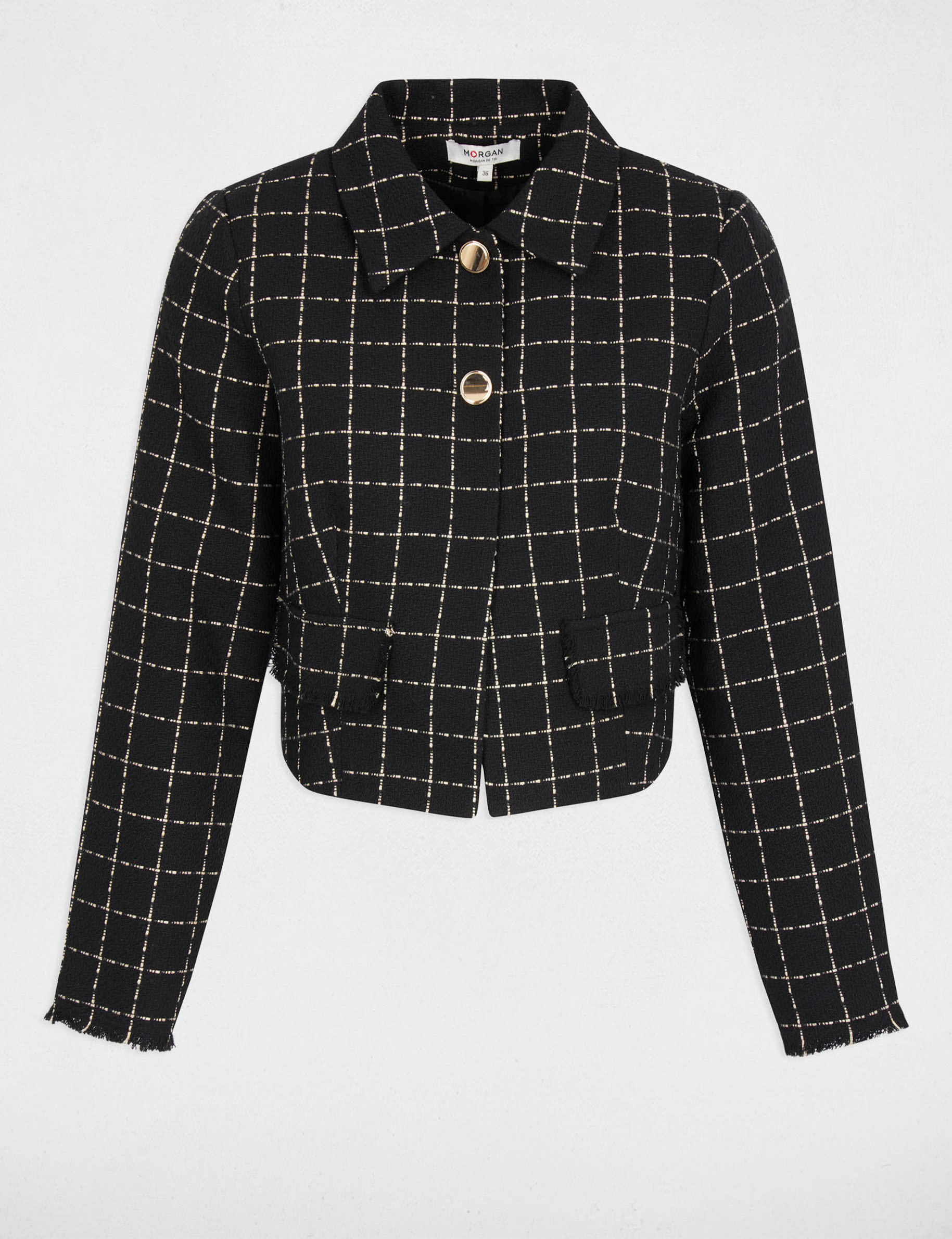 Chaqueta corta entallada negro mujer