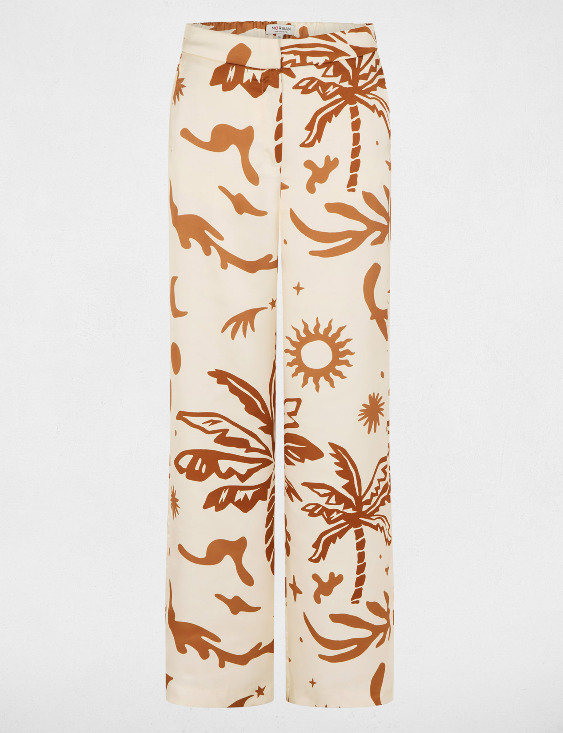 Pantal&oacute;n ancho satinado multicolor mujer