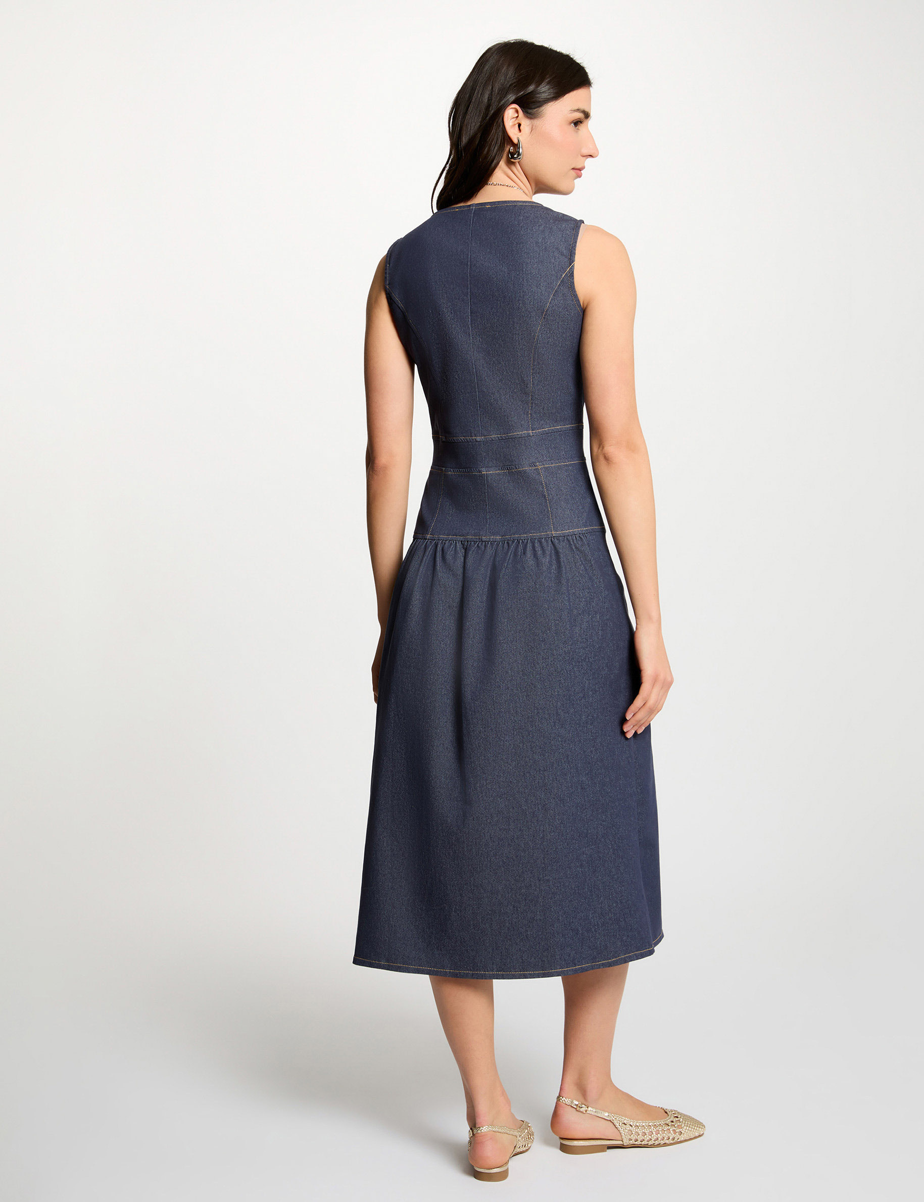 Vestido ajustado efecto vaquero denim crudo mujer