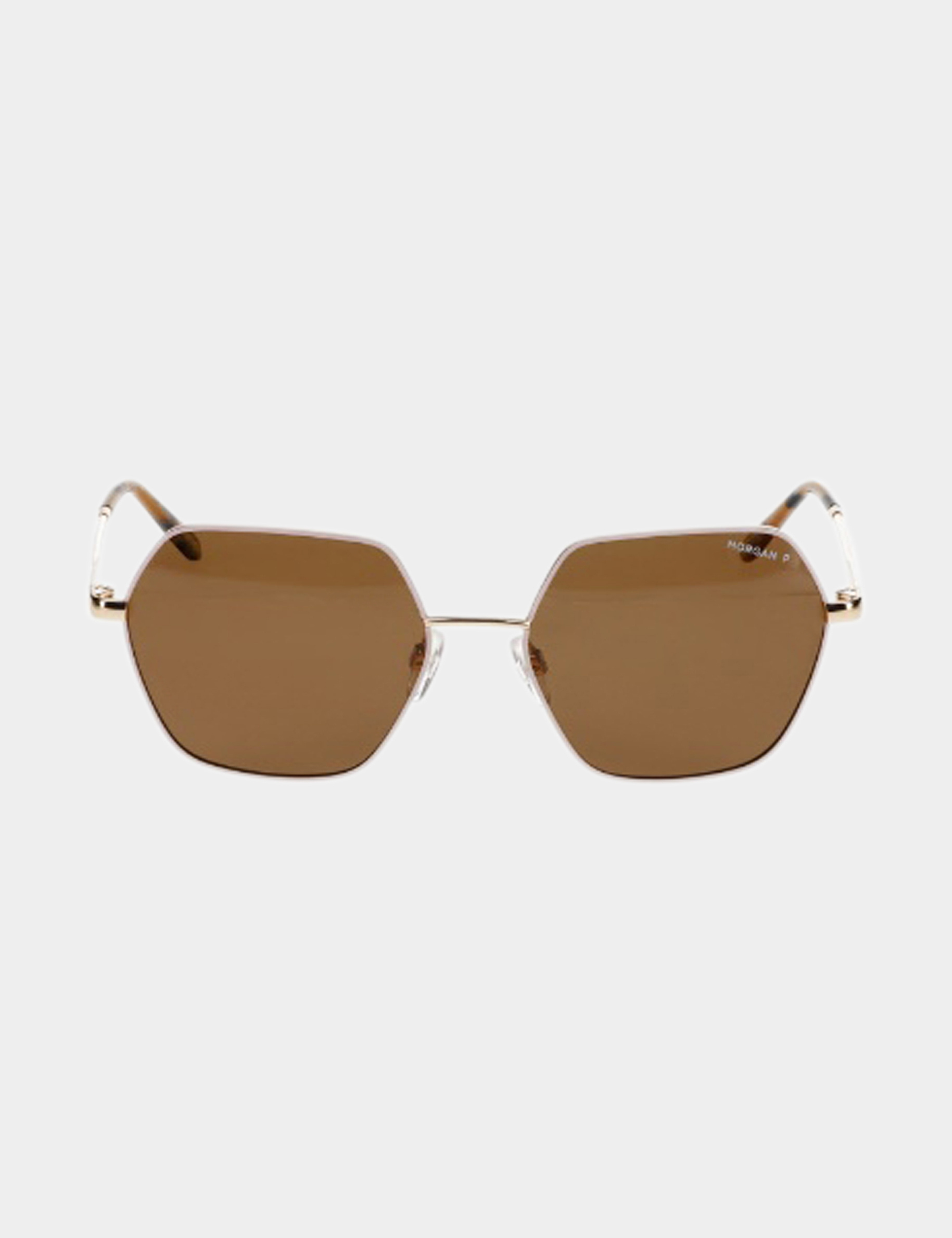 Gafas de sol hexagonales beige mujer