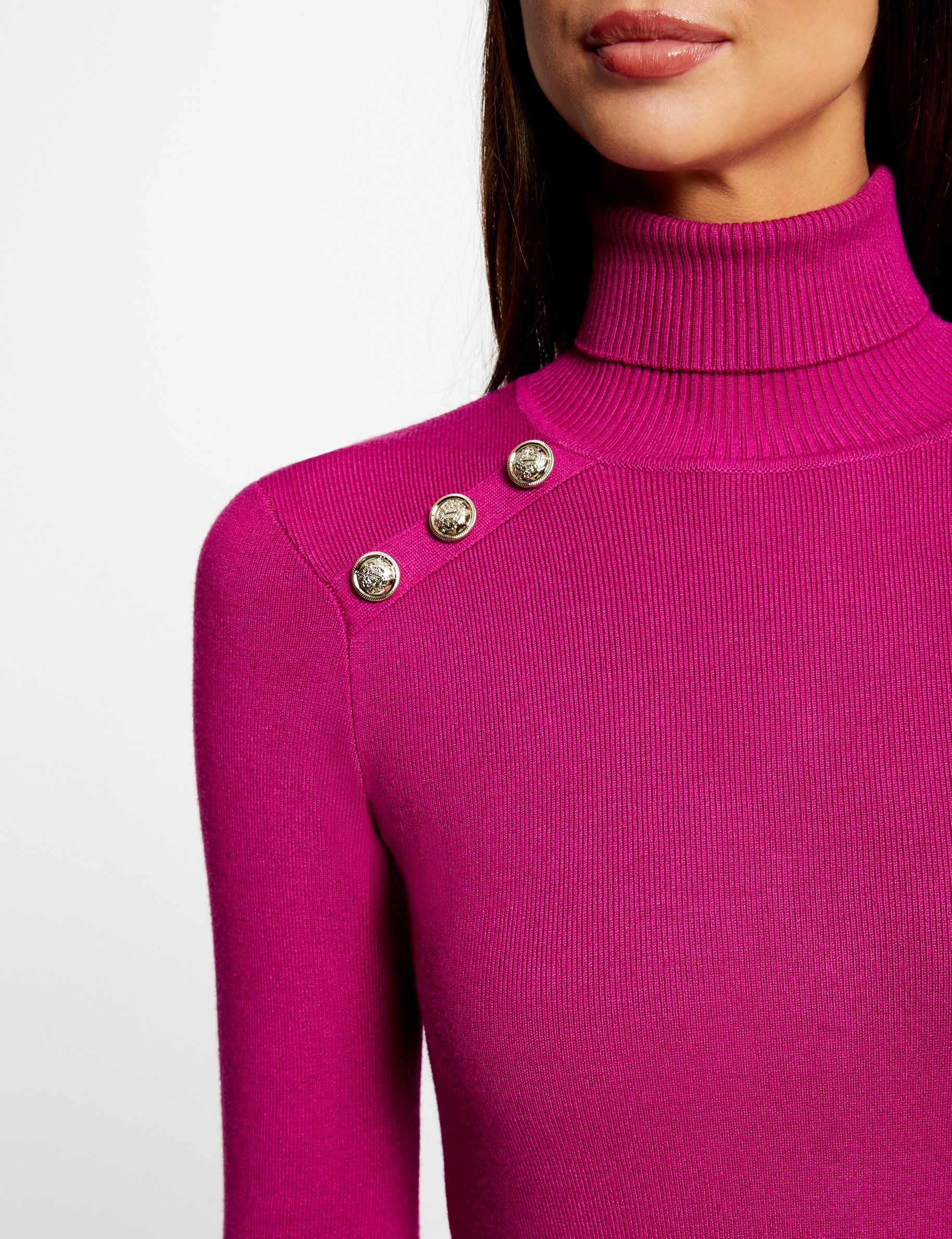 Vestido de punto ajustado cuello tortuga frambuesa mujer