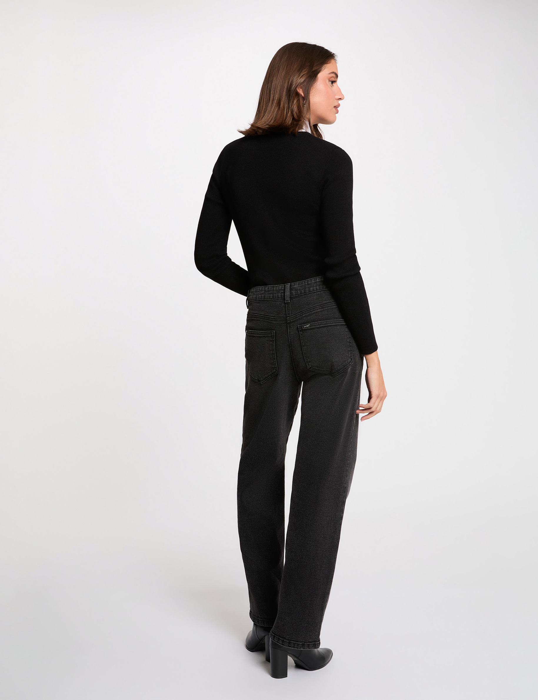 Jersey 2 en 1 con cuello vuelto negro mujer