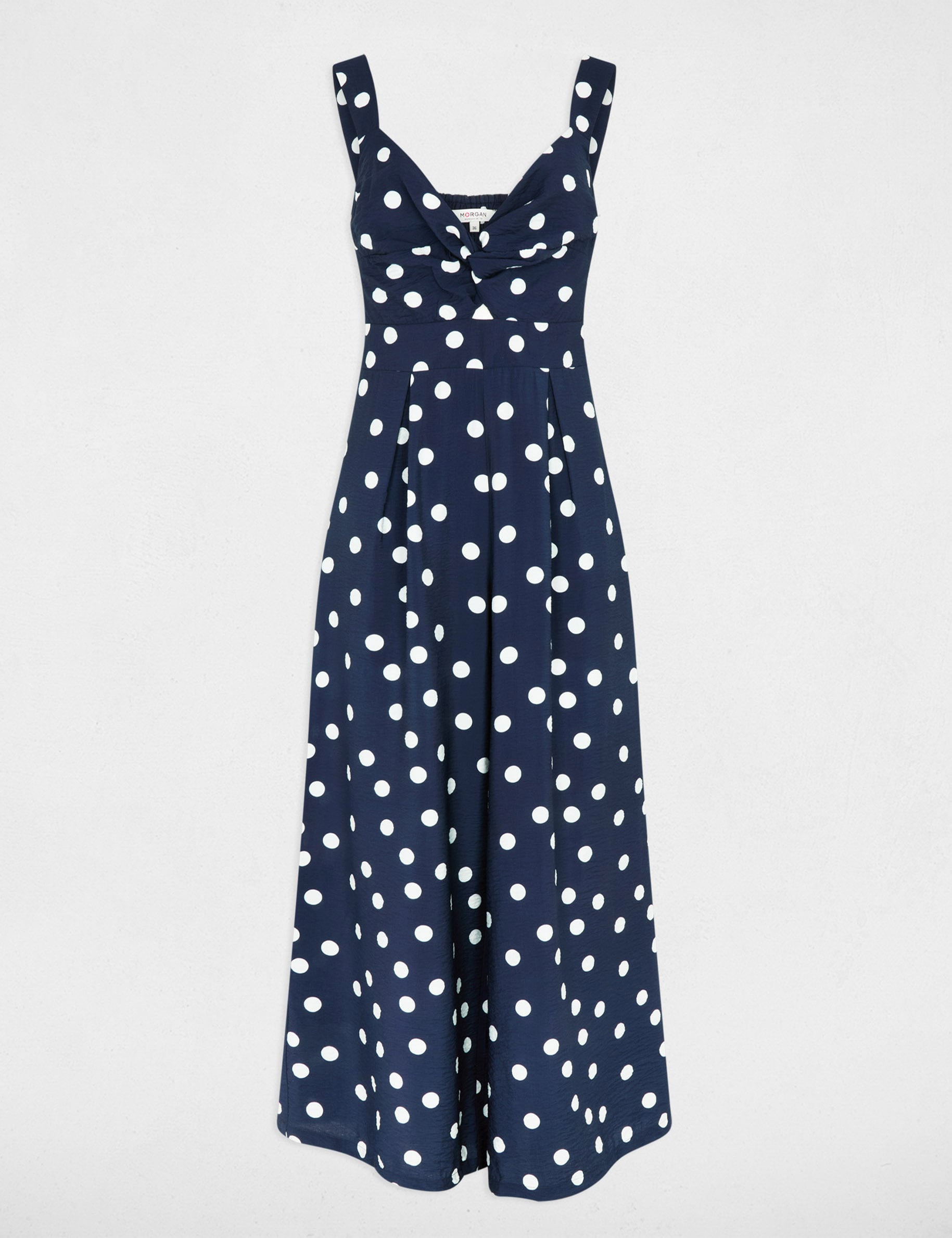 Mono fluido de lunares azul marino mujer