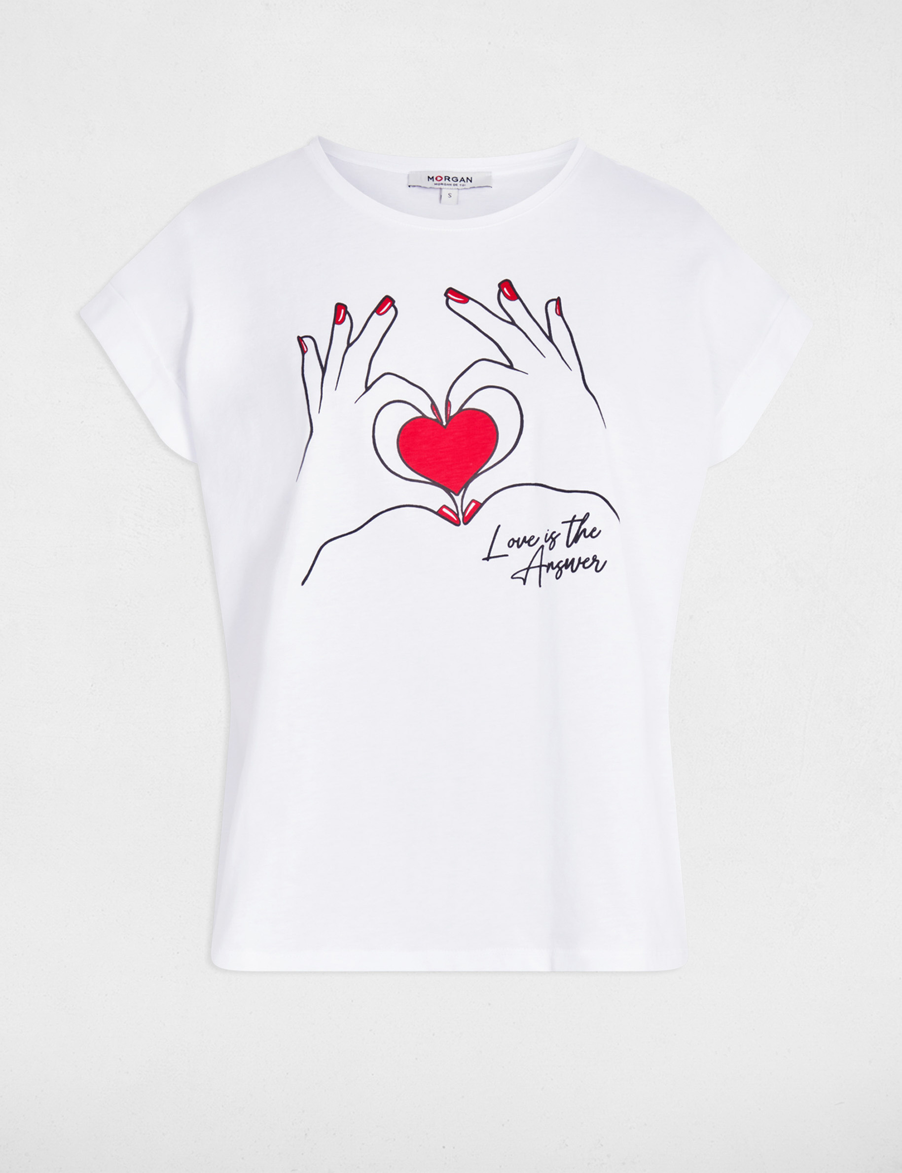camiseta corta con inscripcion blanco mujer Camiseta corta con inscripción blanco mujer