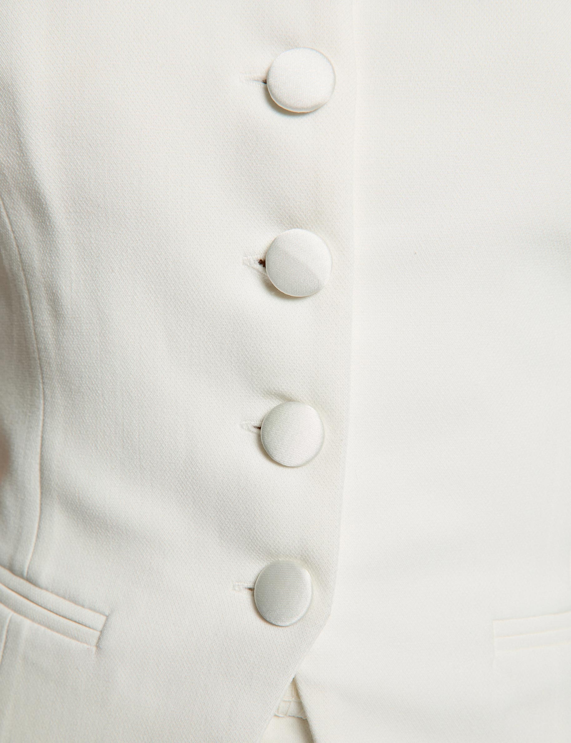 Bustier ajustado abotonado blanco mujer