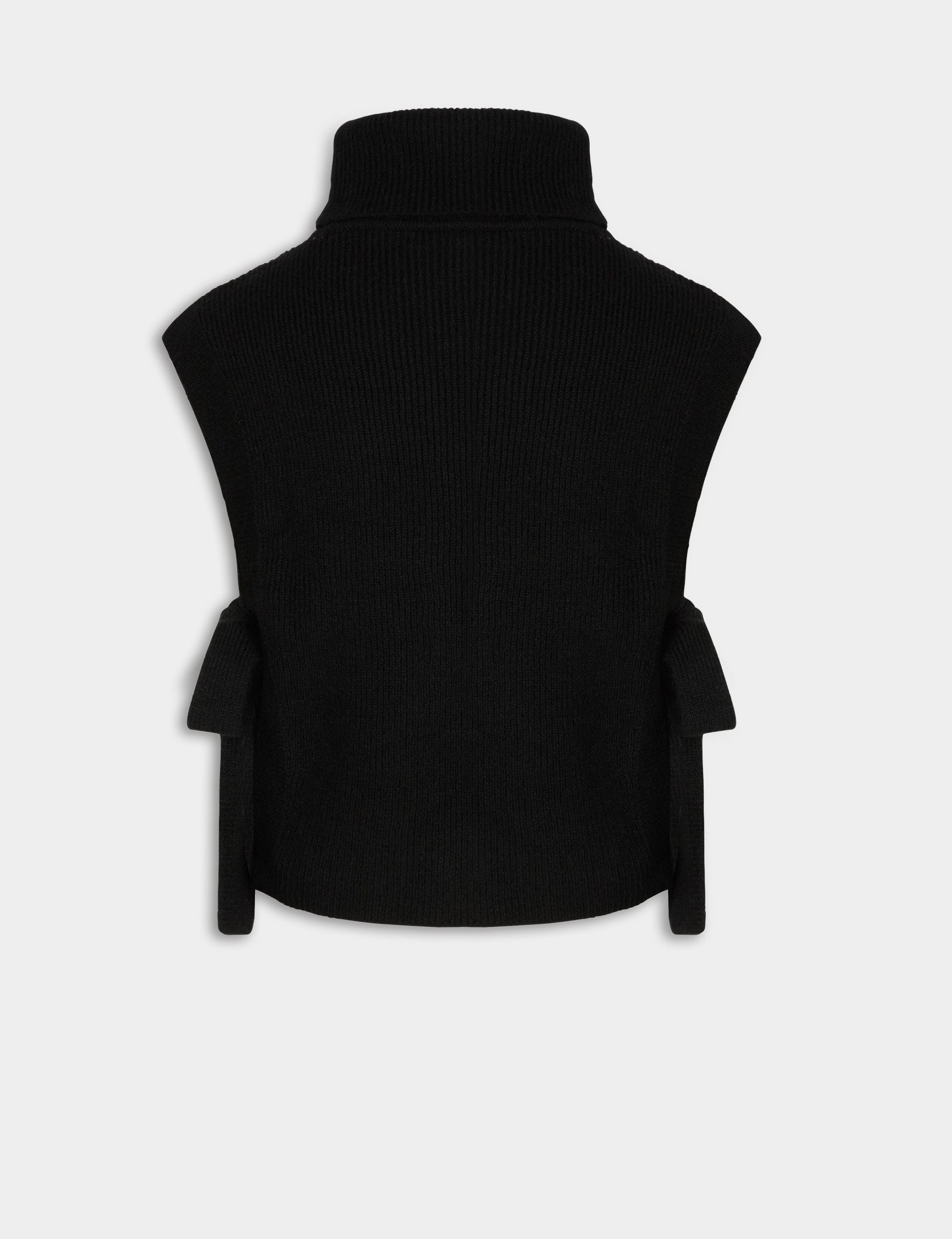 Poncho con cuello bordado negro mujer
