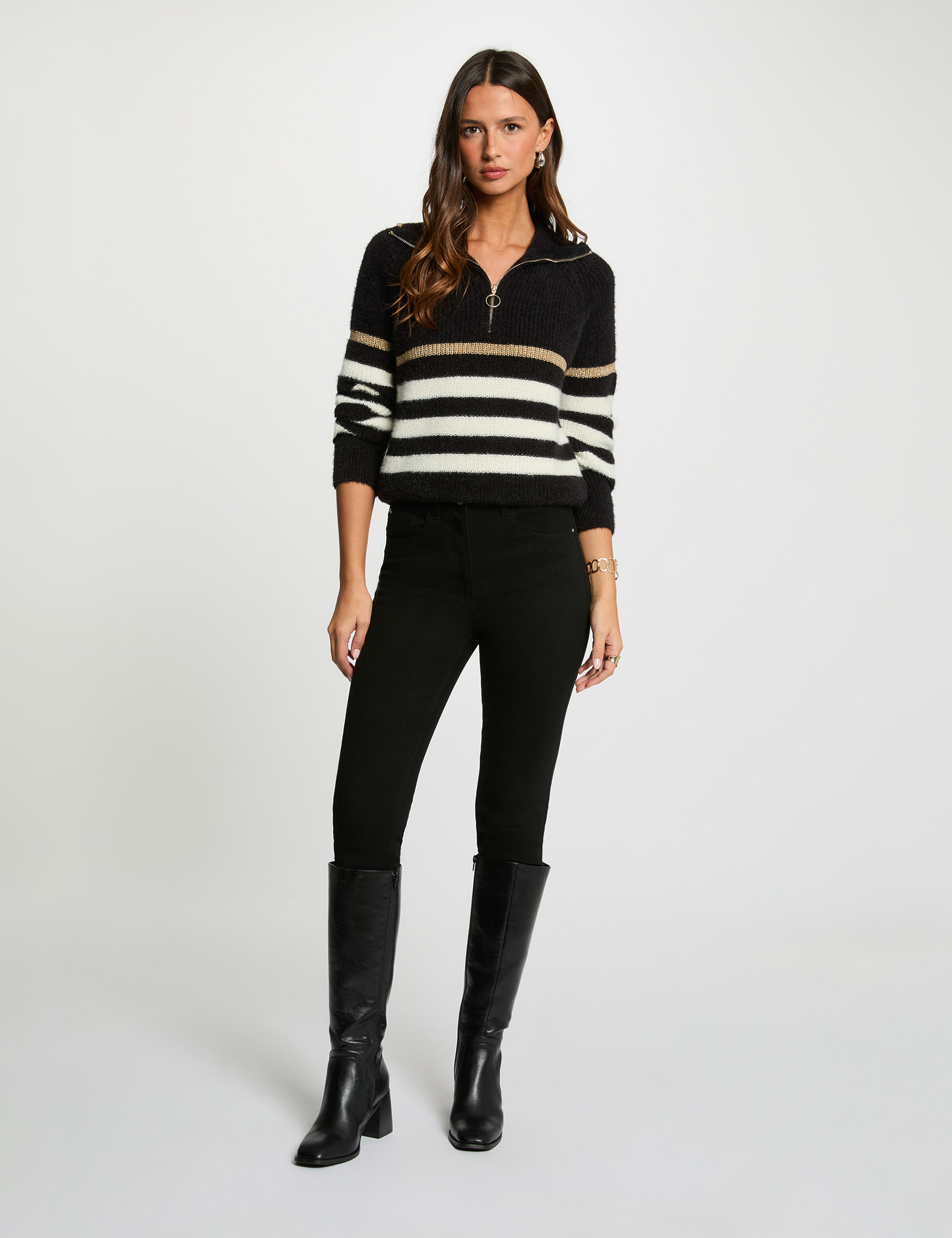 Vaqueros skinny de tiro alto denim negro mujer