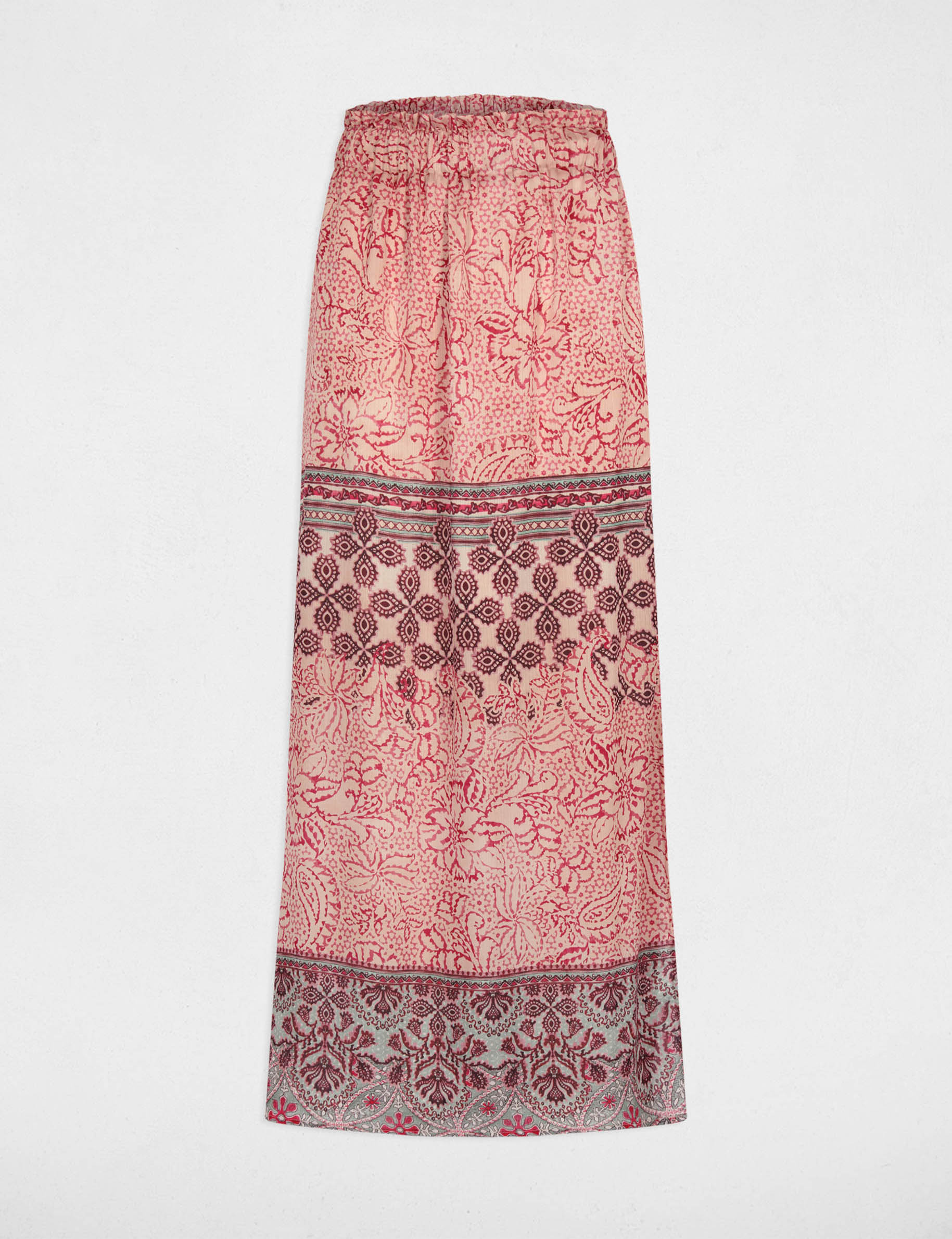 Falda larga fluida multicolor mujer
