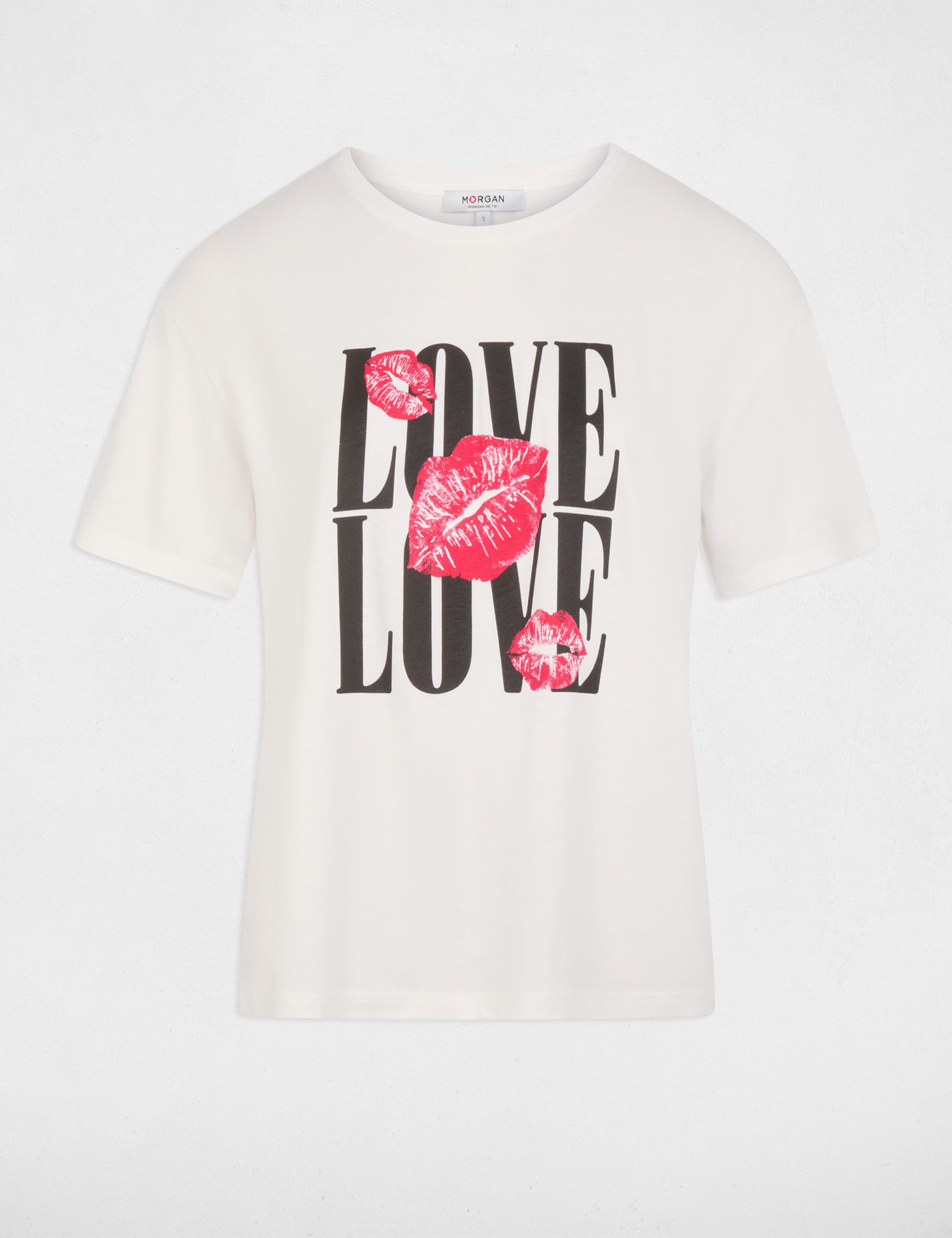 Camiseta recta cuello redondo blanco mujer