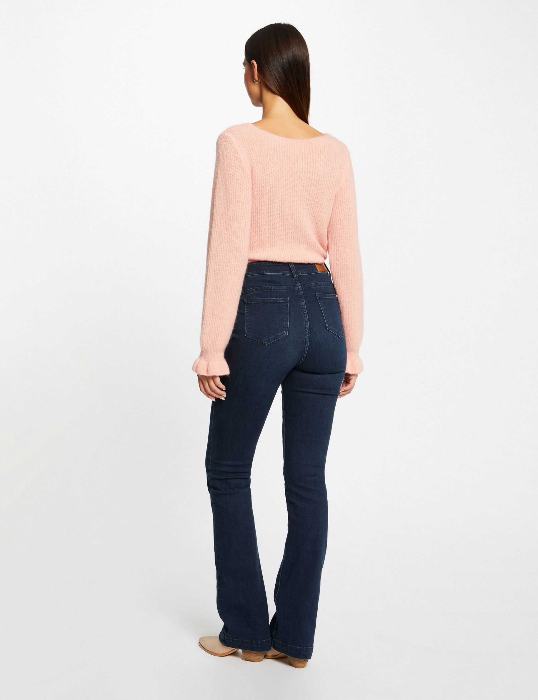 jersey manga larga con cuello redondo corail mujer Jersey manga larga con cuello redondo corail mujer