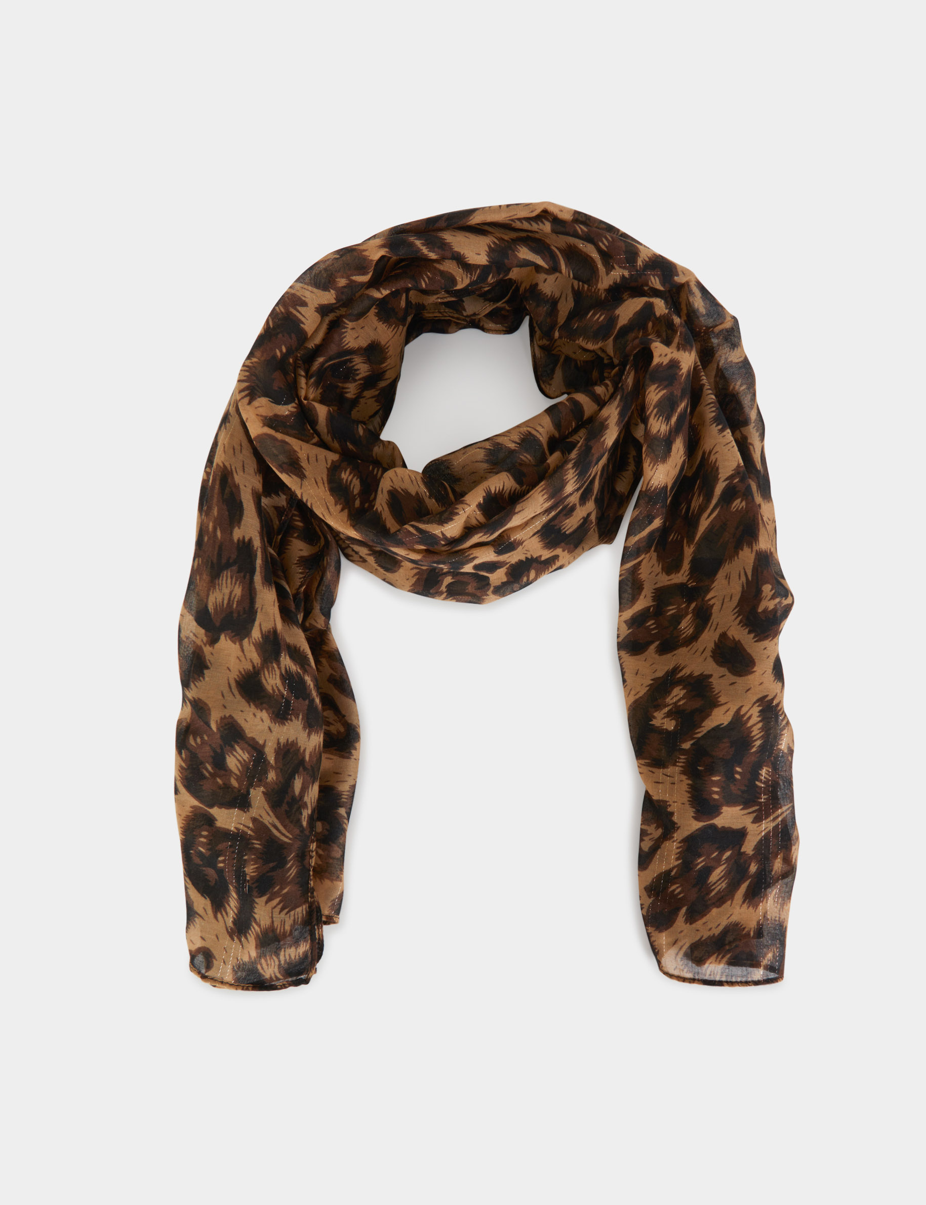 fular estampado animal marron mujer Fular estampado animal marrón mujer