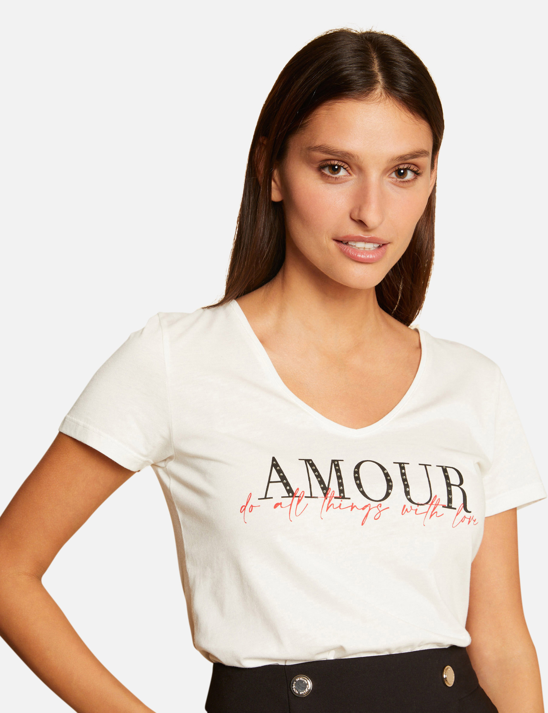 Camiseta de manga corta con mensaje crudo mujer Camiseta de manga corta con mensaje crudo mujer