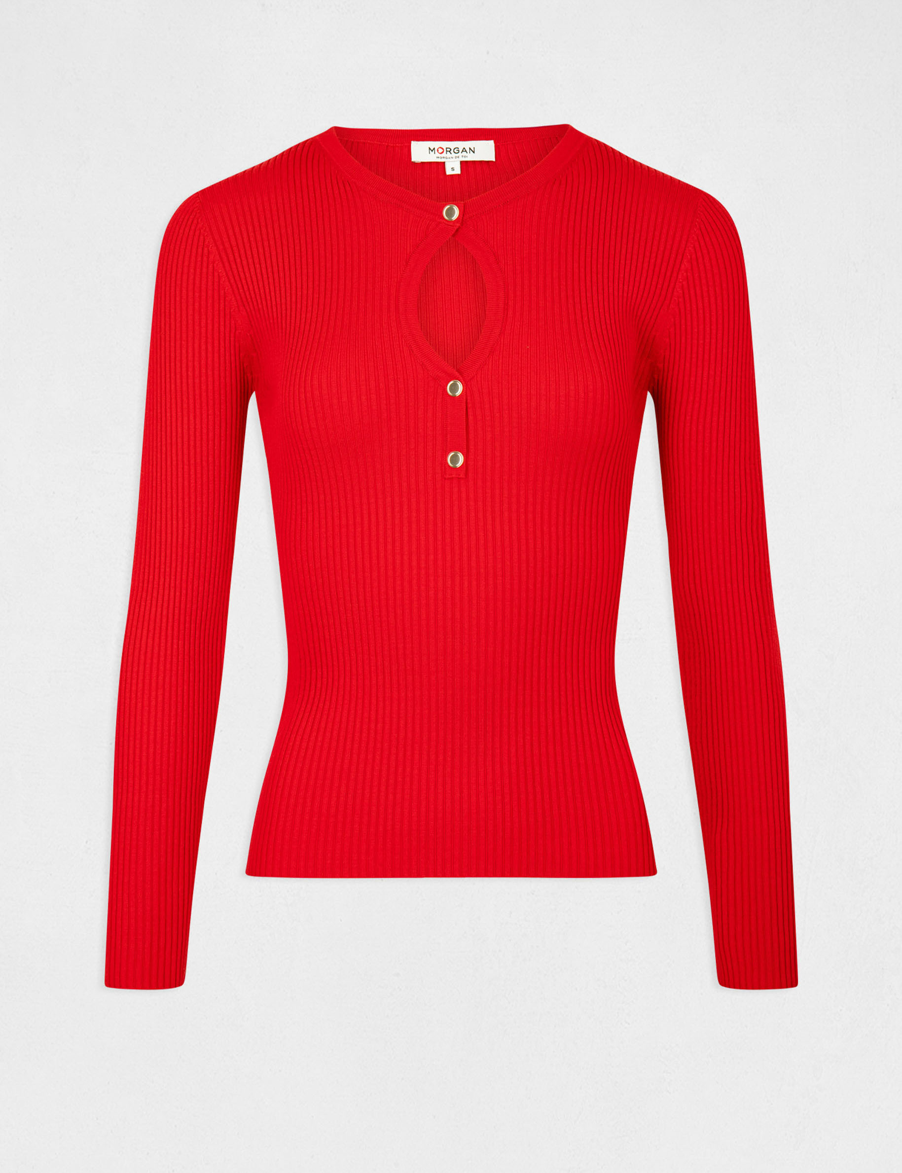 jersey manga larga con abertura rojo mujer Jersey manga larga con abertura rojo mujer