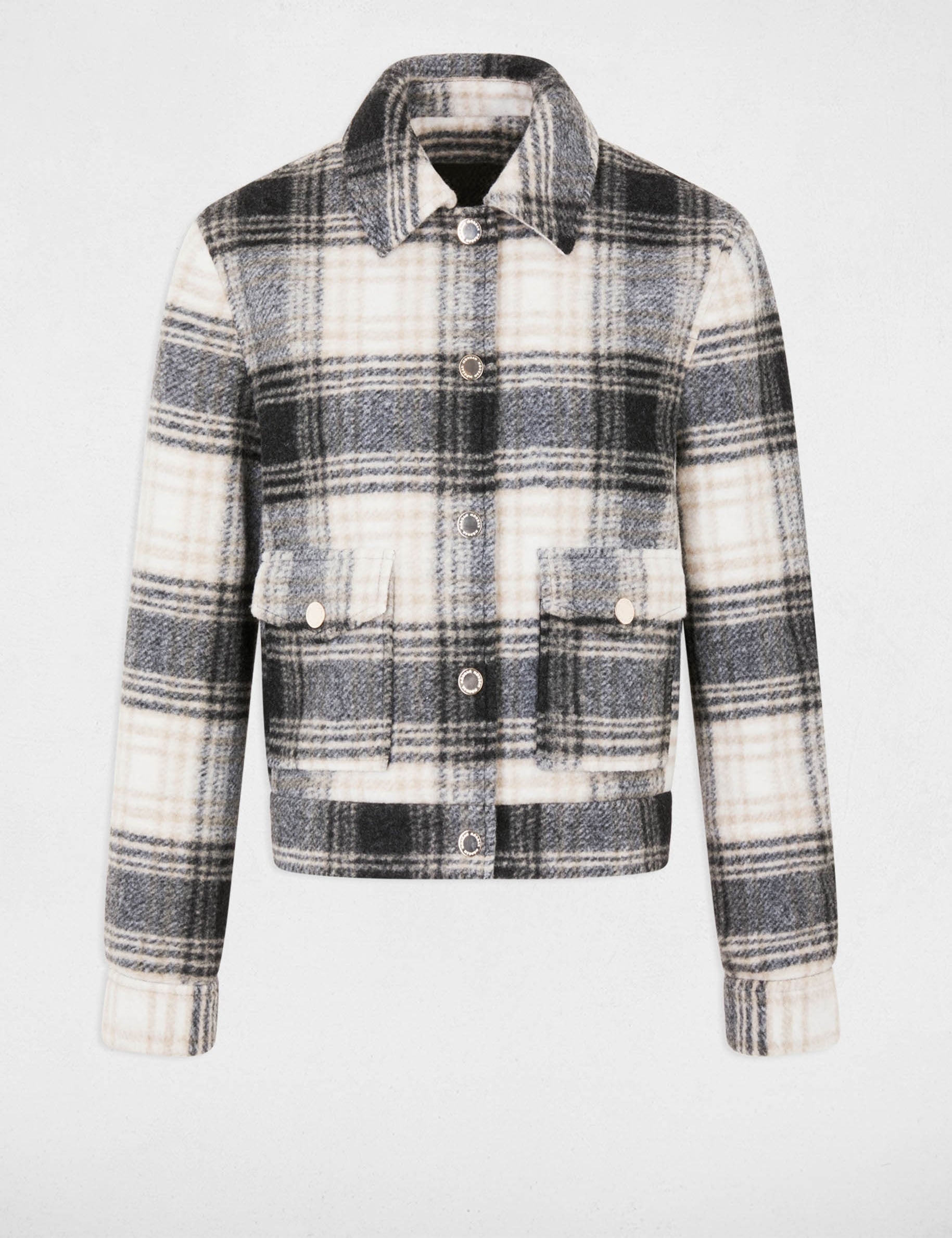 Chaqueta recta de cuadros multicolor mujer