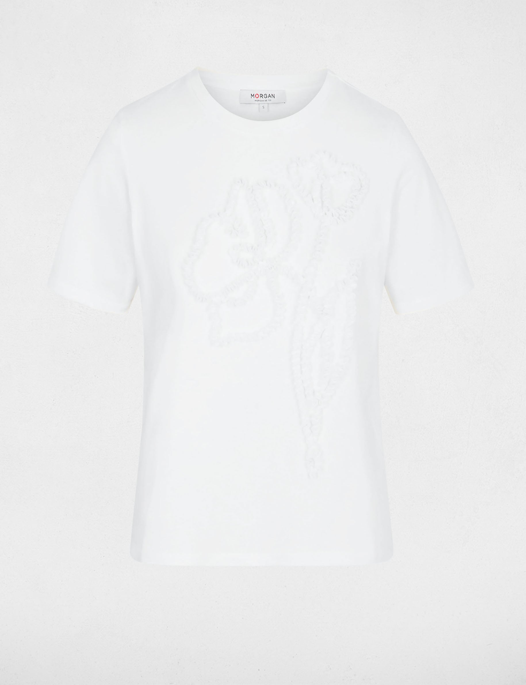 Camiseta estampado floral blanco mujer