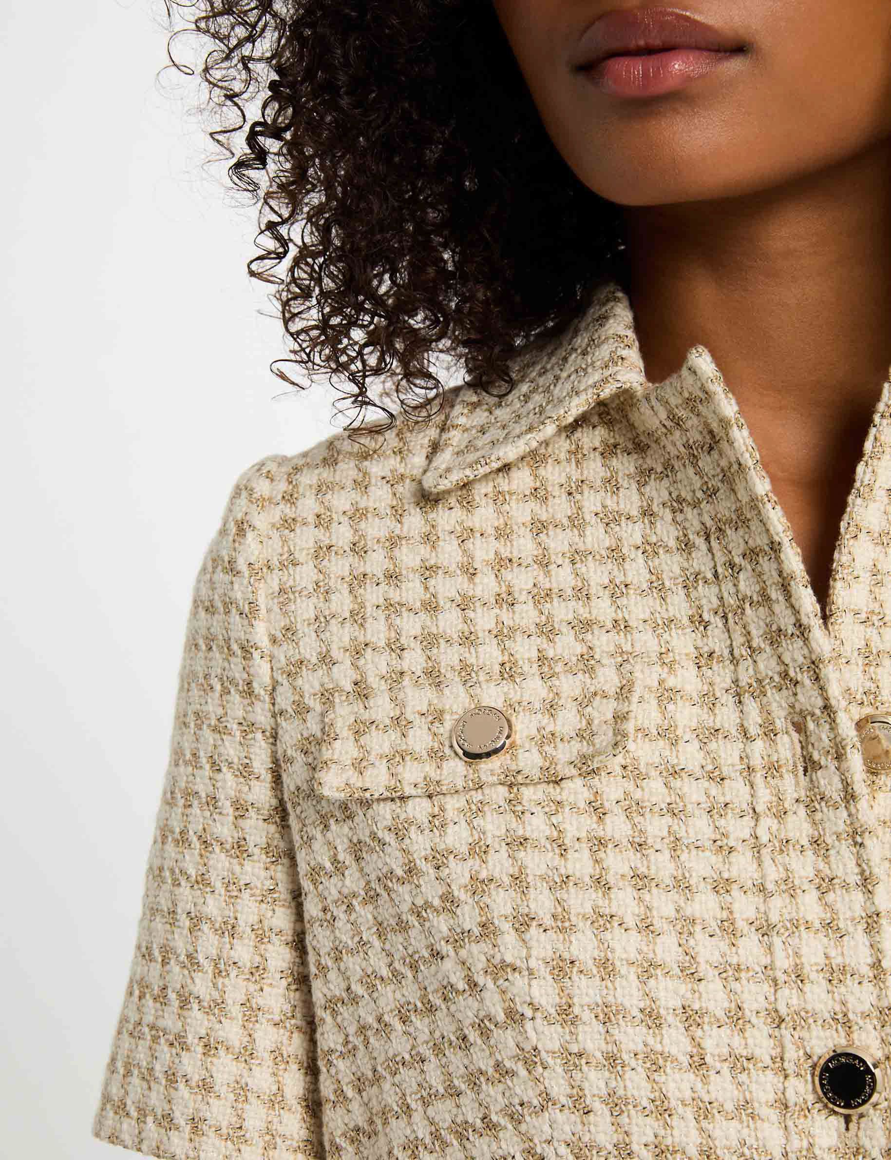chaqueta tweed manga corta multicolor mujer Chaqueta tweed manga corta multicolor mujer
