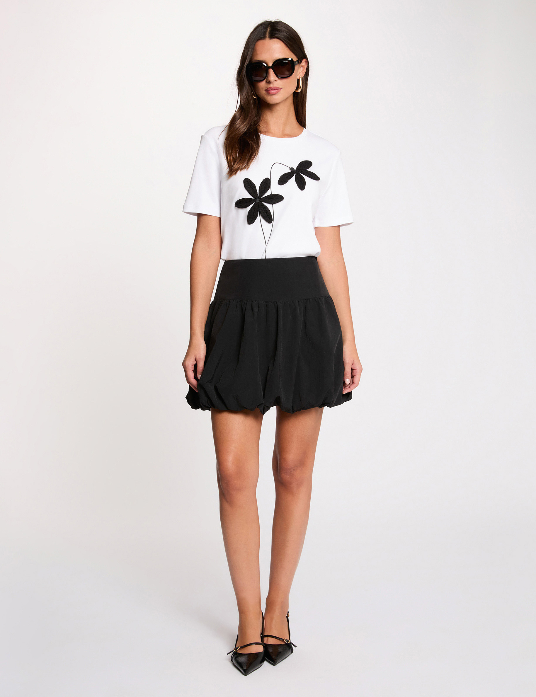 Camiseta recta cuello redondo blanco mujer
