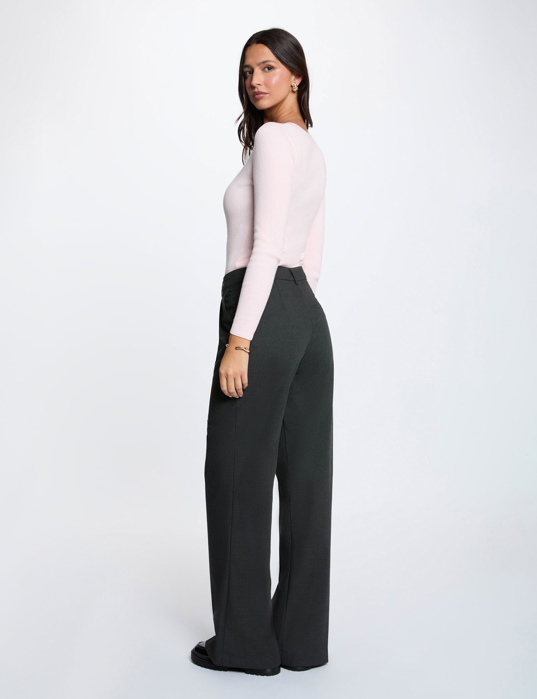 Jersey cuello v fantas&iacute;a rosa claro mujer