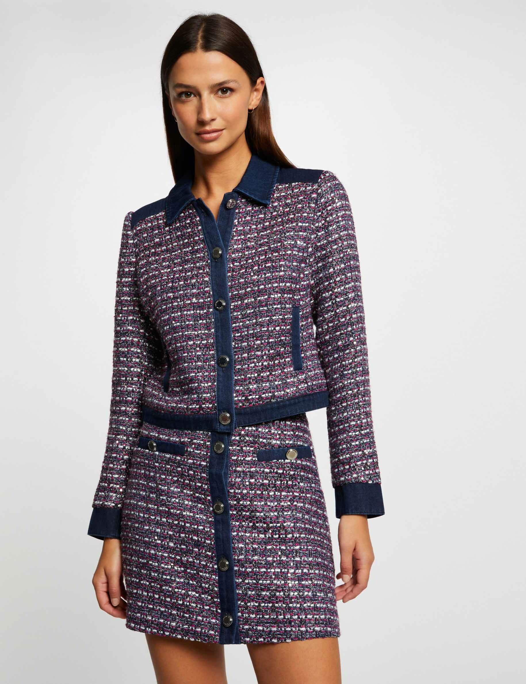 chaqueta recta con detalles vaquero multico mujer Chaqueta recta con detalles vaquero multico mujer