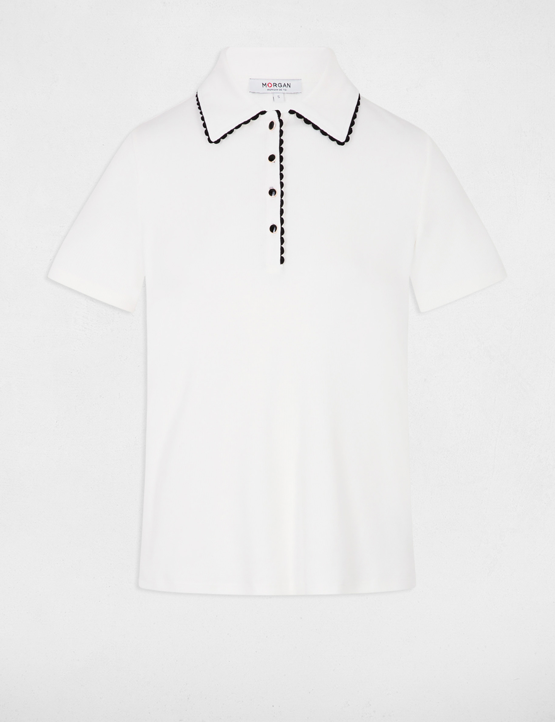 Top entallado con cuello de solapa blanco mujer