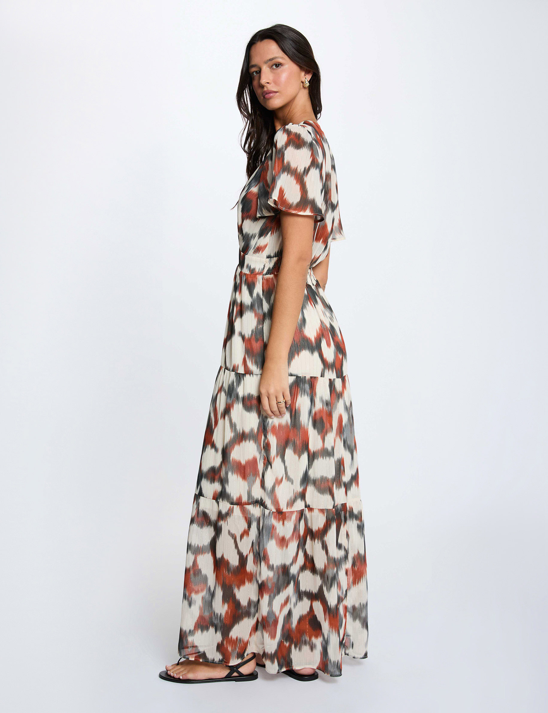 Vestido largo cruzado multicolor mujer