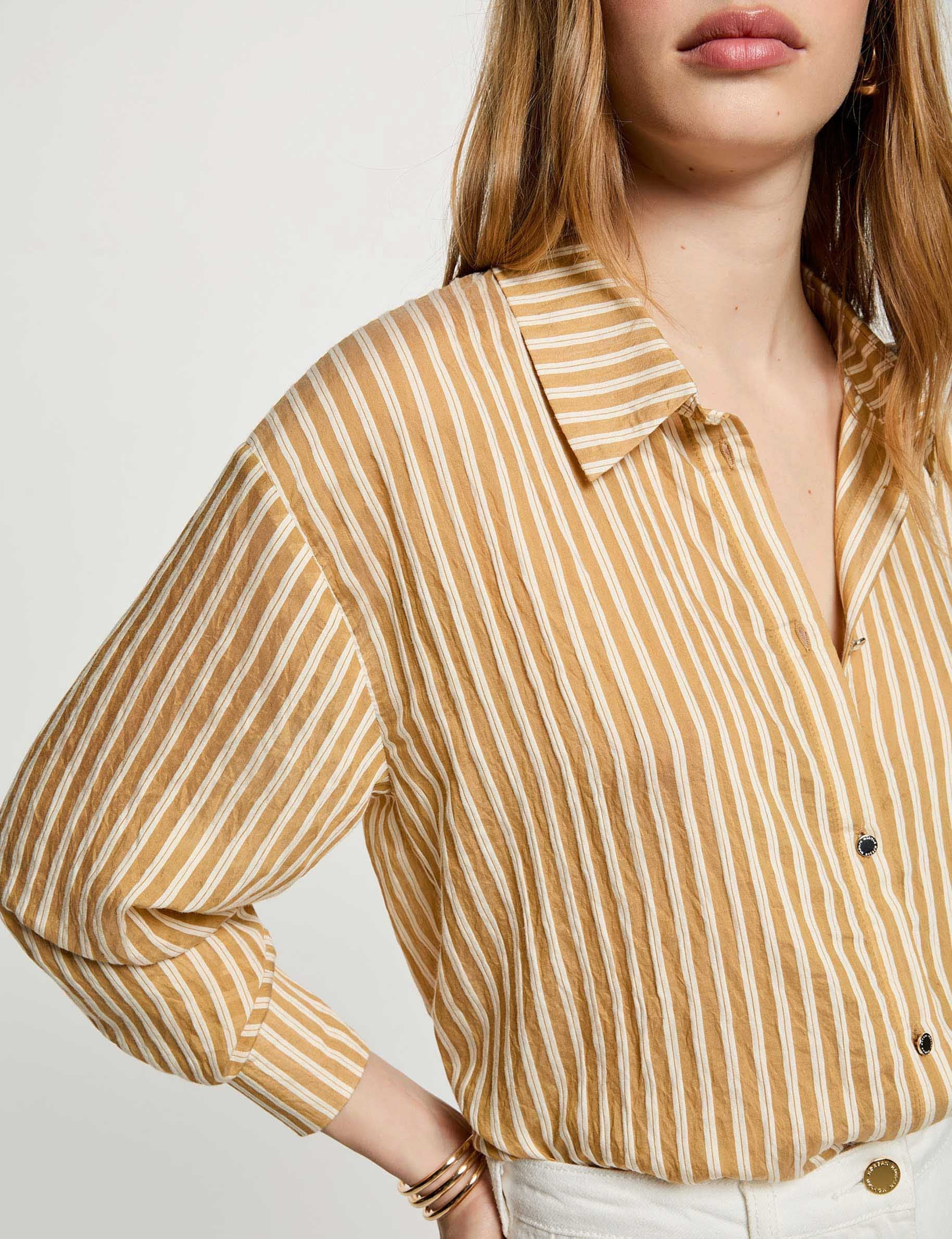 Camisa de rayas con cuello vuelto multicolor mujer